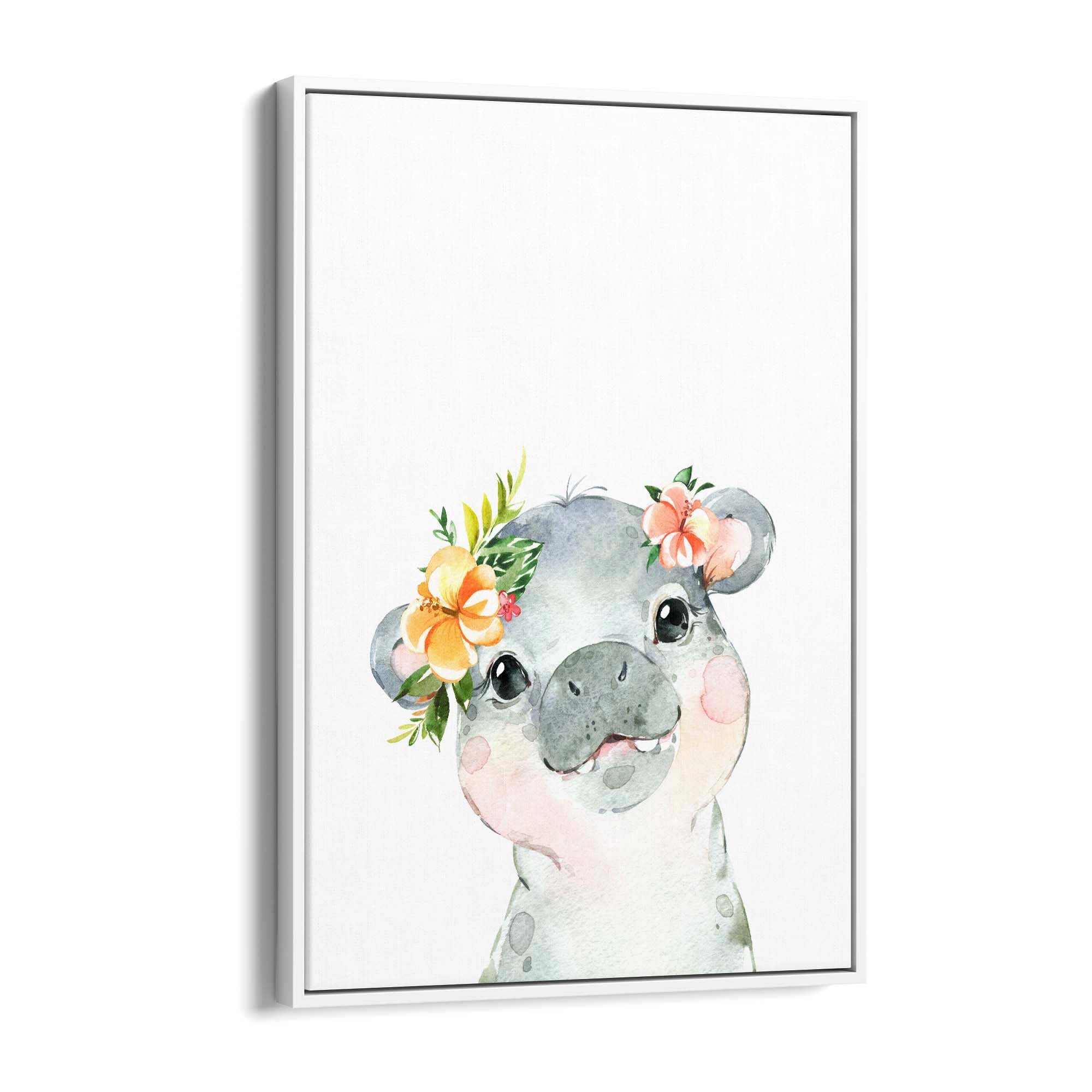 Cute Baby Hippo Nursery Animal Gift Wall Art #2 - The Affordable Art Company