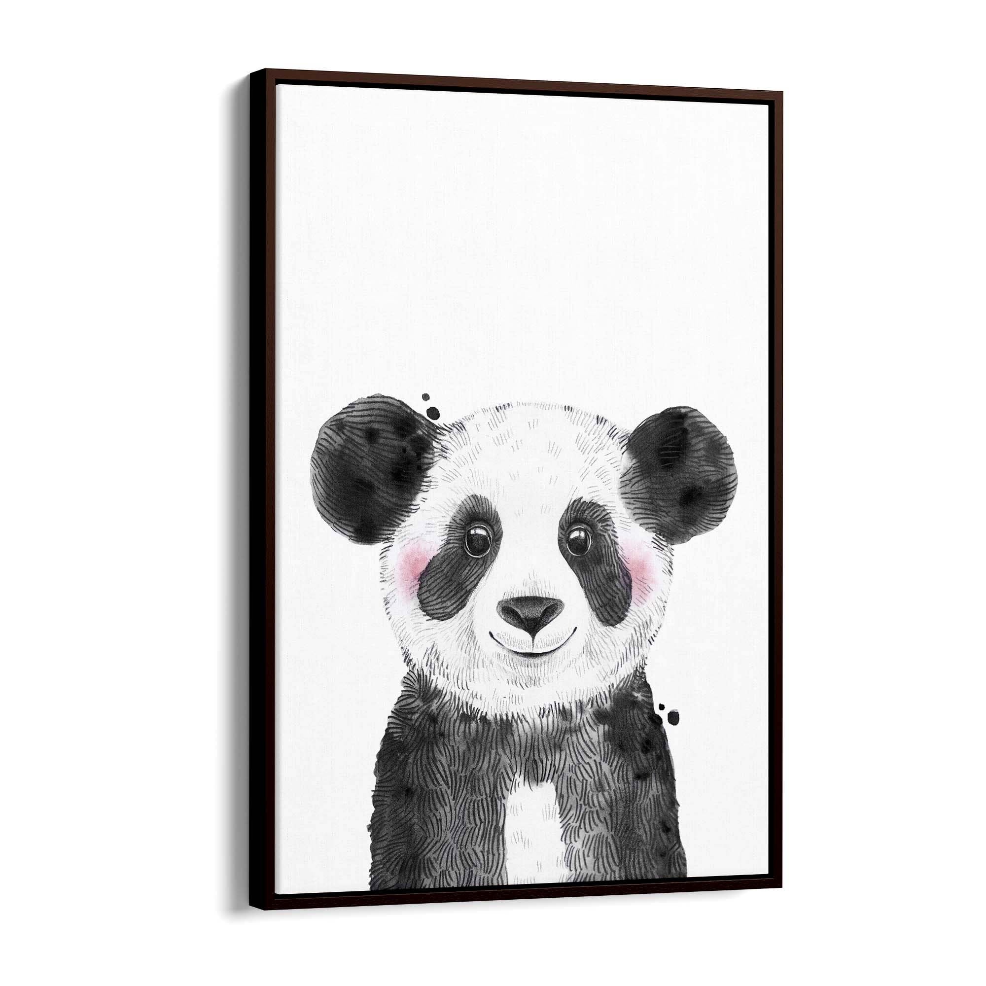 Cute Blushing Baby Panda Nursery Animal Wall Art - The Affordable Art Company