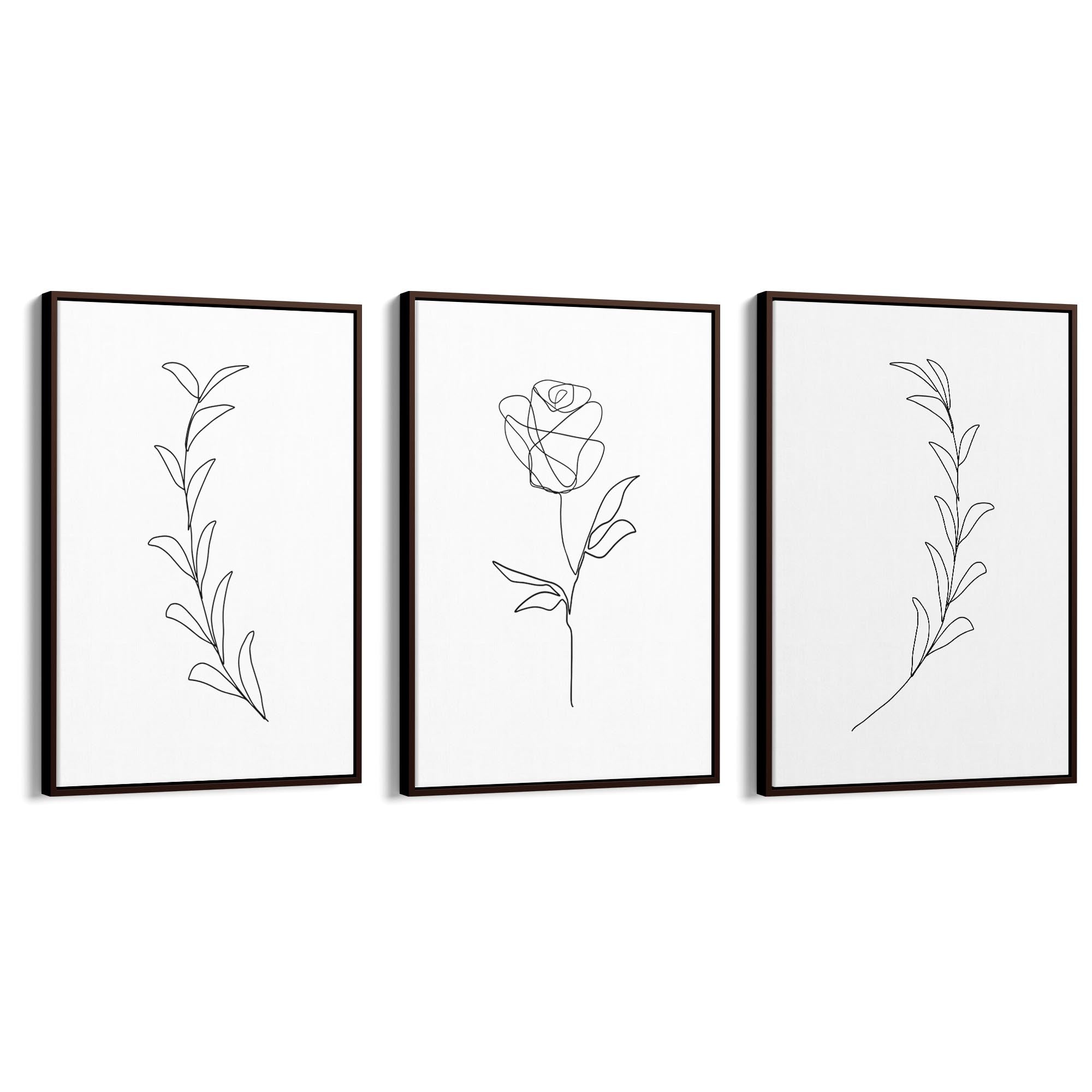 Set of Minimal Flower Line Drawings Wall Art #3 - The Affordable Art Company