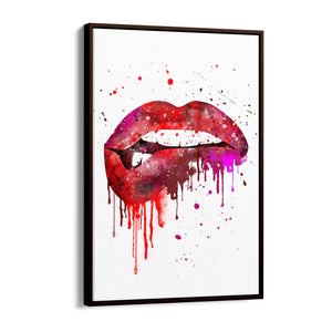 Melting Red Lips Fashion Bedroom Makeup Wall Art - The Affordable Art Company