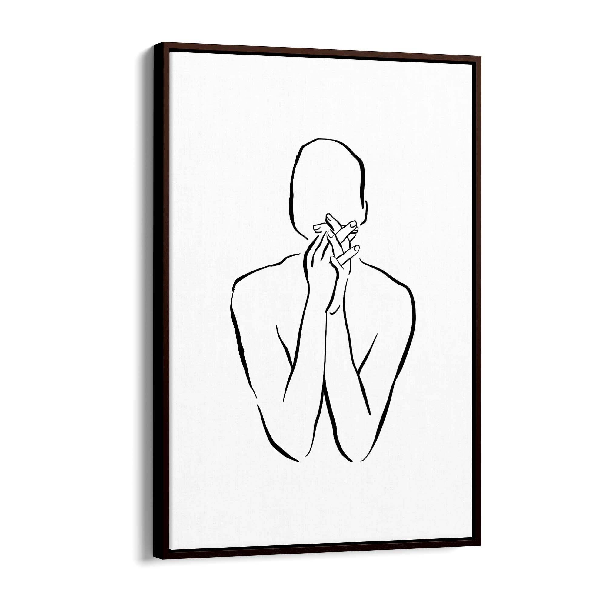 Thinking Nude Female Minimal Line Body Wall Art - The Affordable Art Company