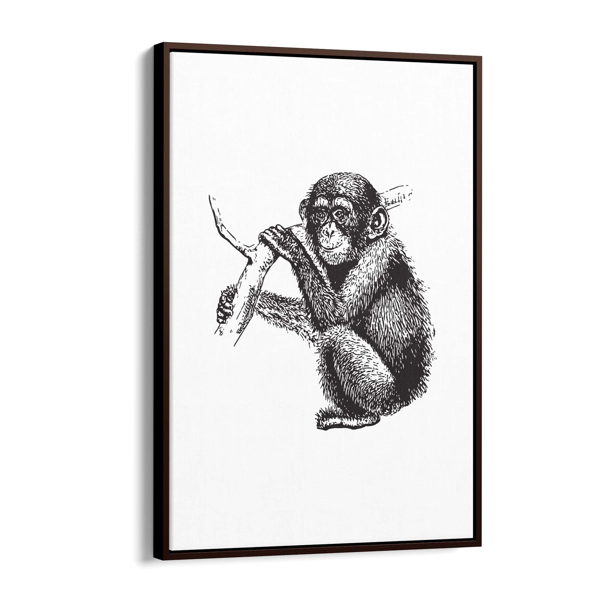 Monkey Baby Drawing Animal Jungle Wall Art - The Affordable Art Company