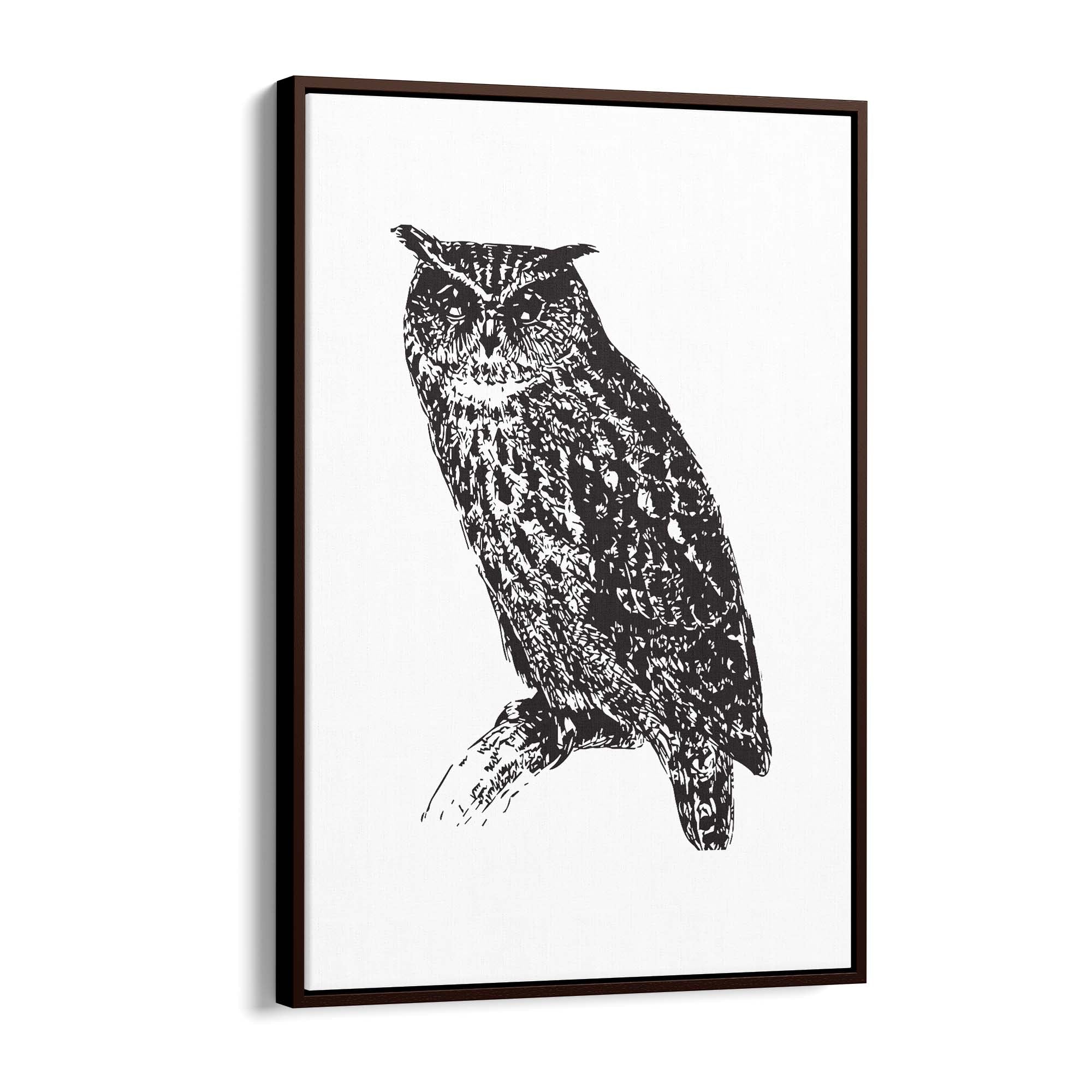Owl Drawing Portrait Minimal Black Wall Art #2 - The Affordable Art Company