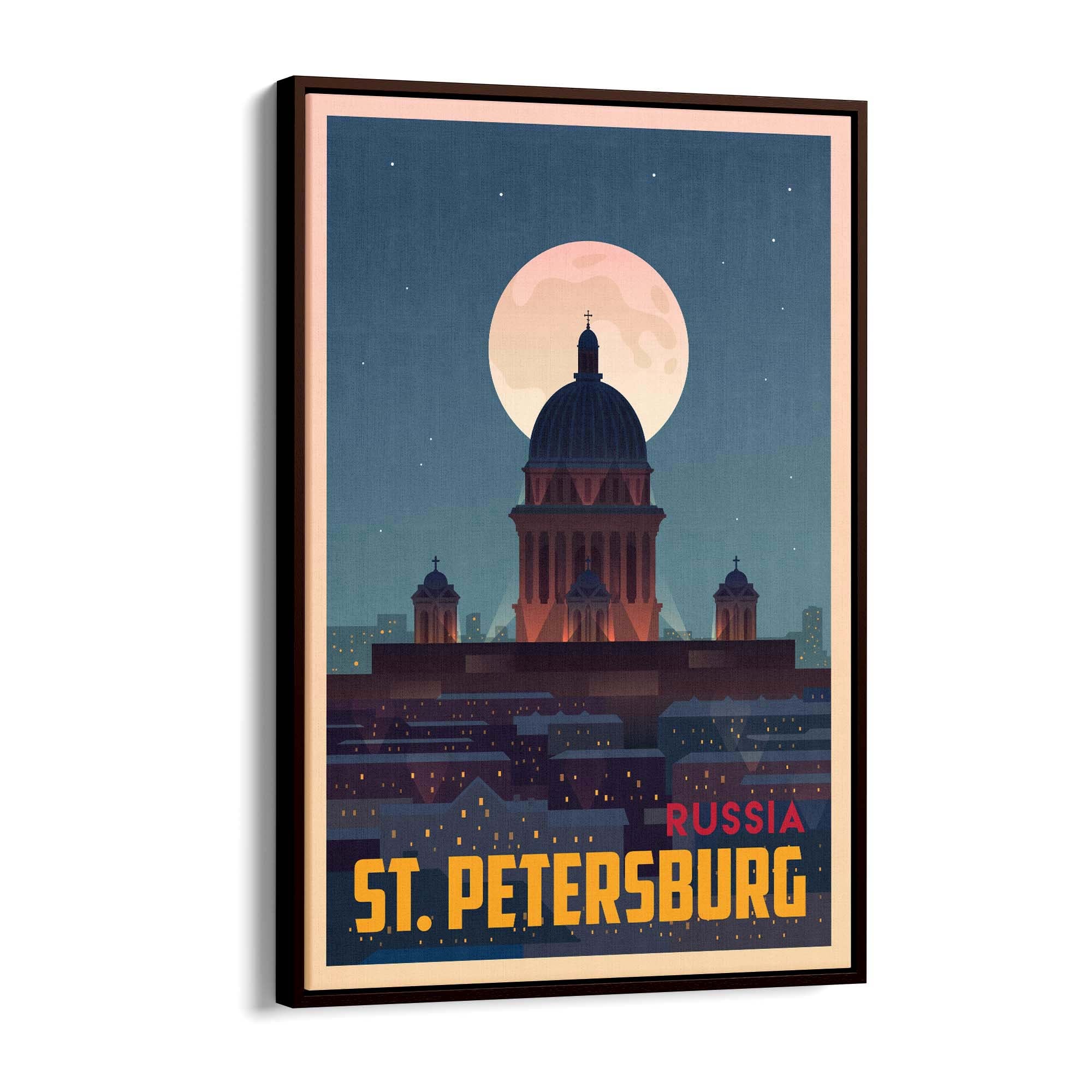 Retro St Petersburg Russia Vintage Travel Wall Art - The Affordable Art Company