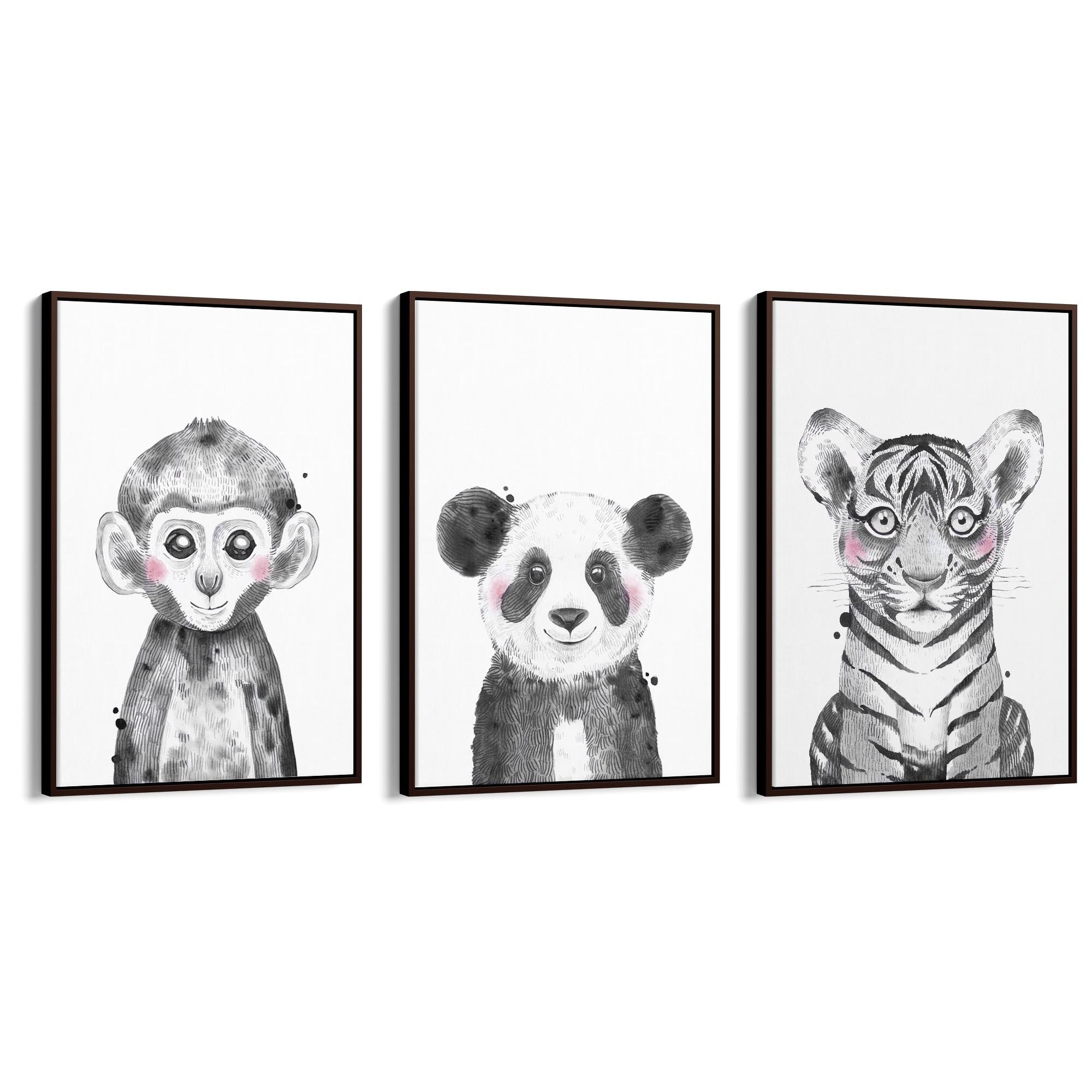 Set of Blushing Jungle Animals Nursery Wall Art - The Affordable Art Company