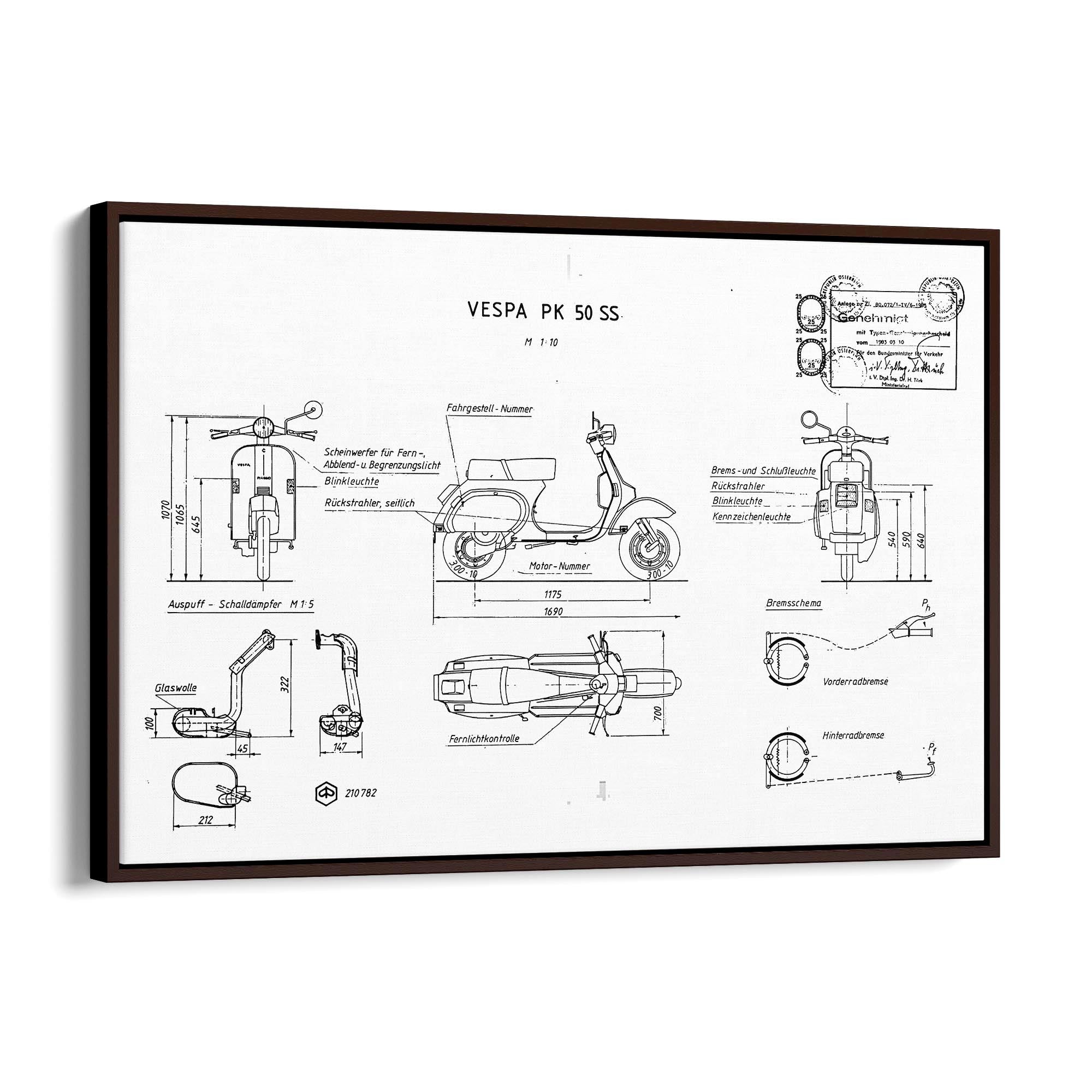Vintage Vespa Patent White Patent Wall Art #2 - The Affordable Art Company