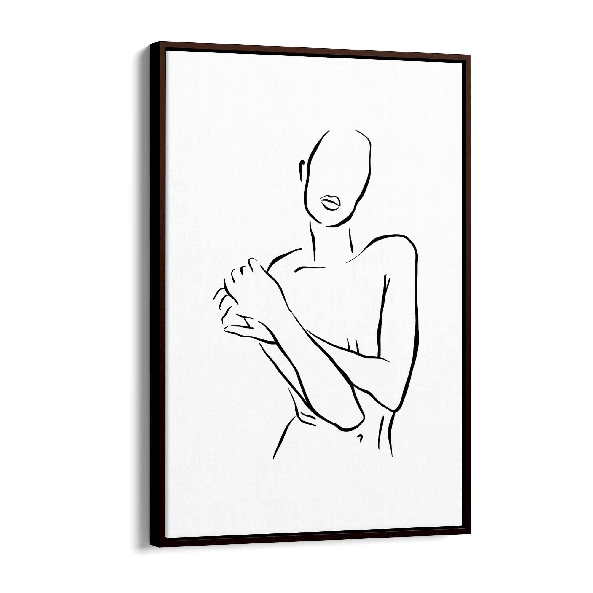 Nude Female Body Minimal Line Drawing Wall Art - The Affordable Art Company
