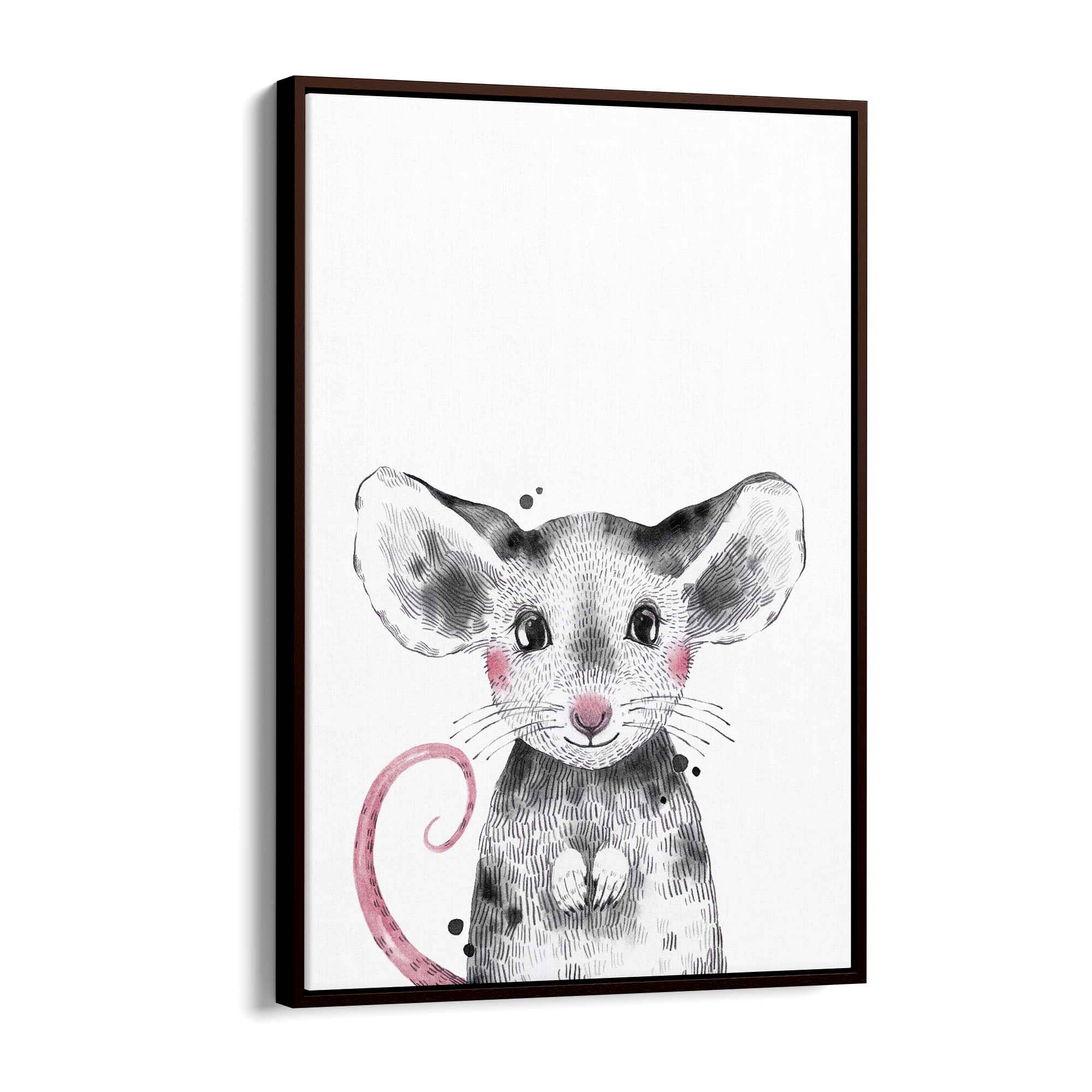 Cute Blushing Baby Mouse Nursery Animal Wall Art - The Affordable Art Company