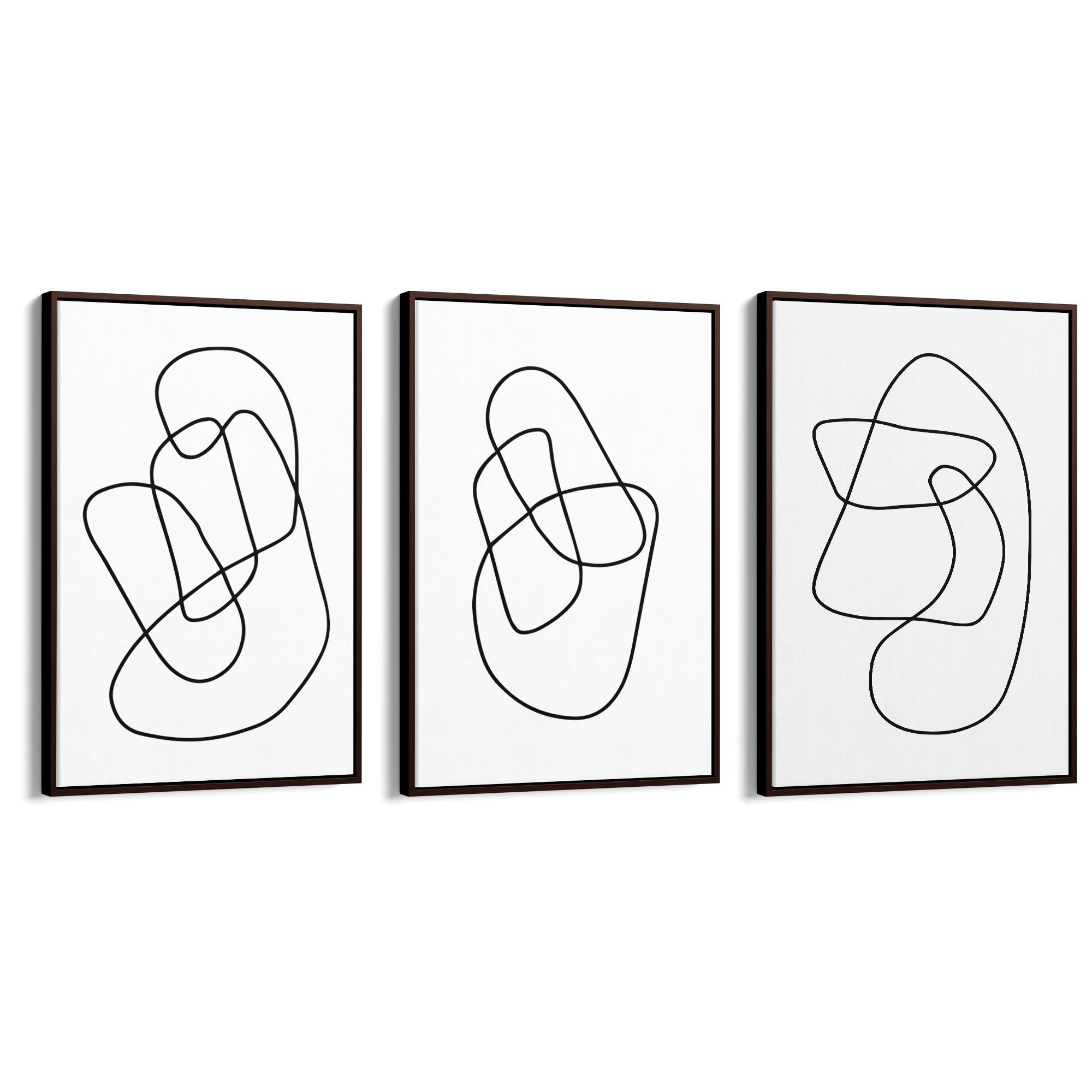 Set of Abstract Line Drawing Minimal Shape Wall Art #1 - The Affordable Art Company