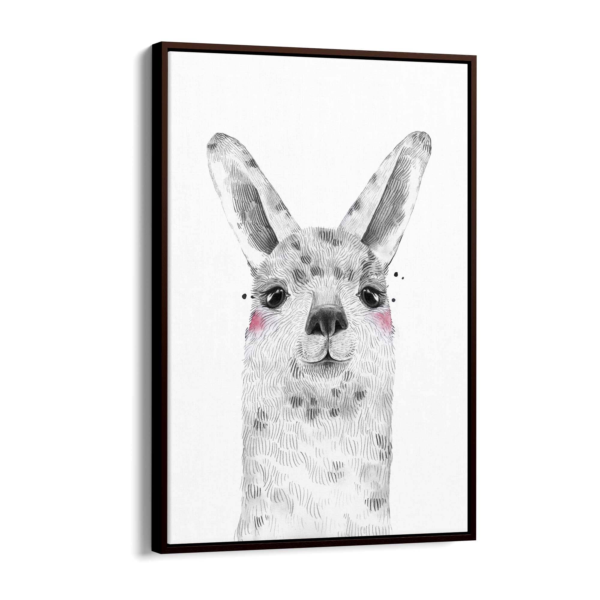 Cute Blushing Baby Alpaca Nursery Animal Wall Art - The Affordable Art Company