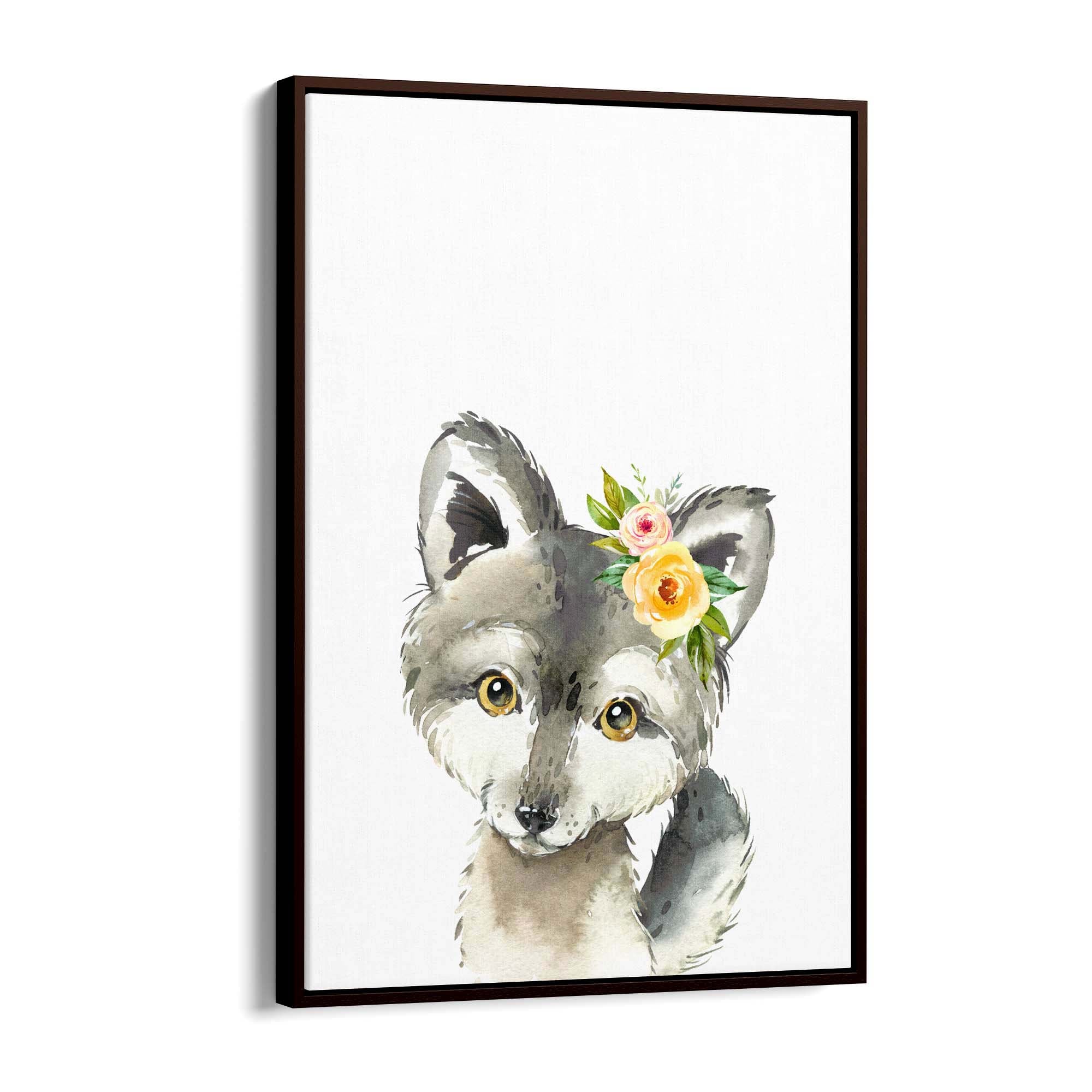 Cute Baby Wolf Nursery Animal Gift Wall Art - The Affordable Art Company