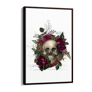Red Floral Skull Fashion Girls Bedroom Wall Art - The Affordable Art Company