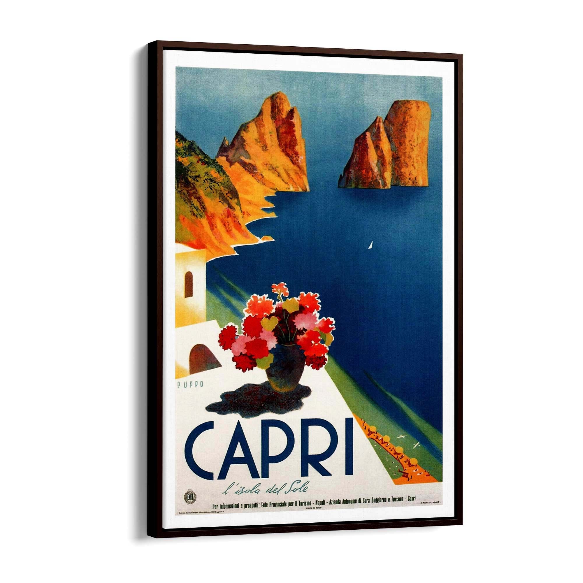 Capri, Italy Vintage Travel Italian Coastal Wall Art - The Affordable Art Company