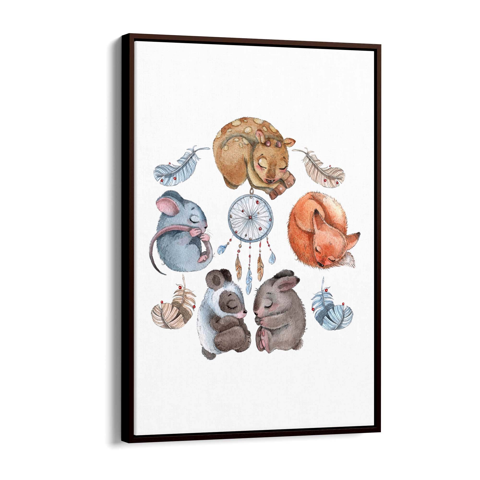 Cute Sleeping Animals Cartoon Nursery Wall Art - The Affordable Art Company