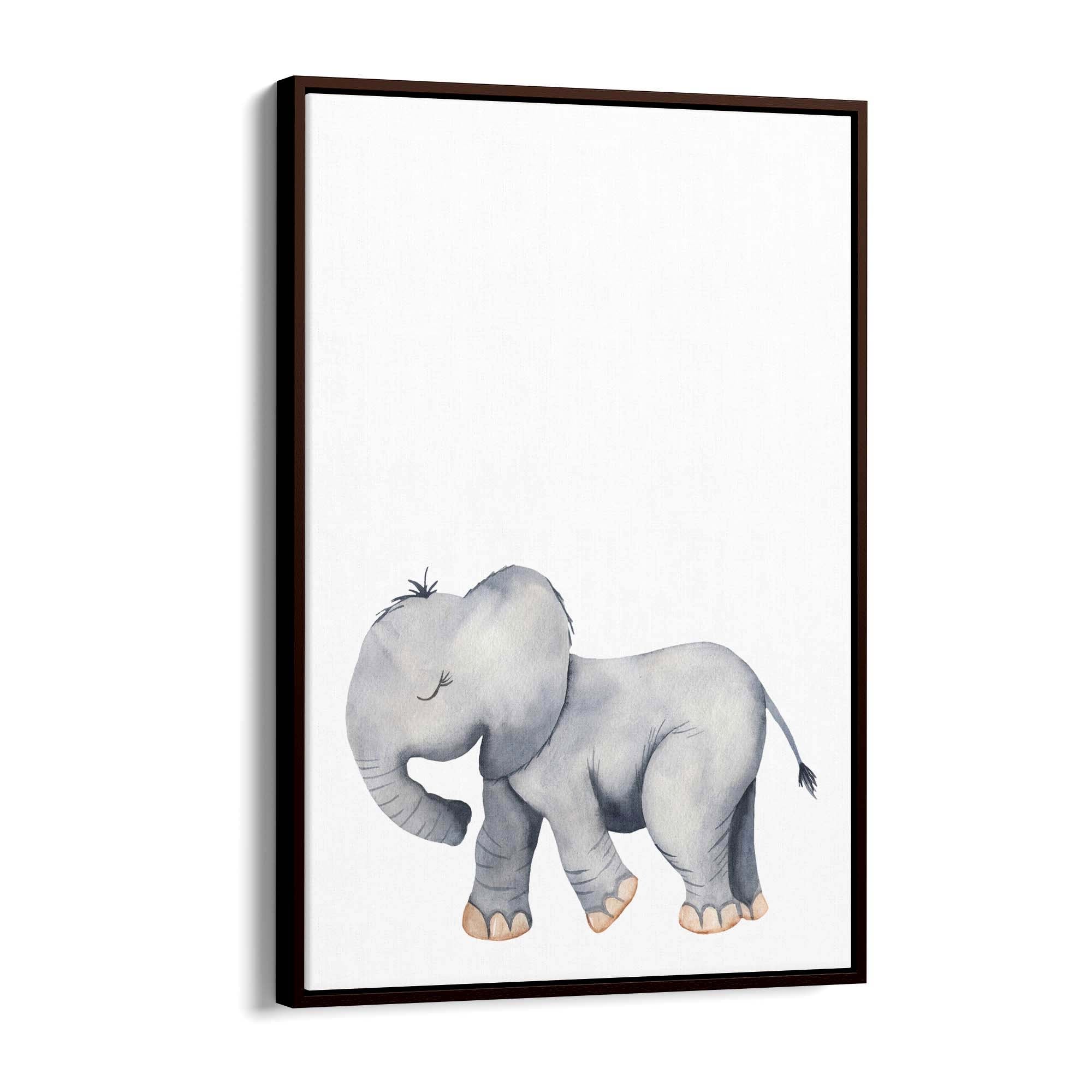 Cartoon Elephant Cute Nursery Baby Animal Wall Art #2 - The Affordable Art Company