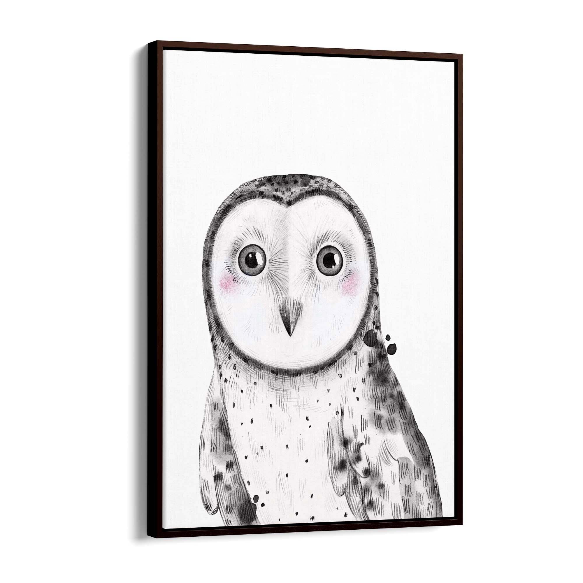 Cute Blushing Baby Owl Nursery Animal Wall Art - The Affordable Art Company