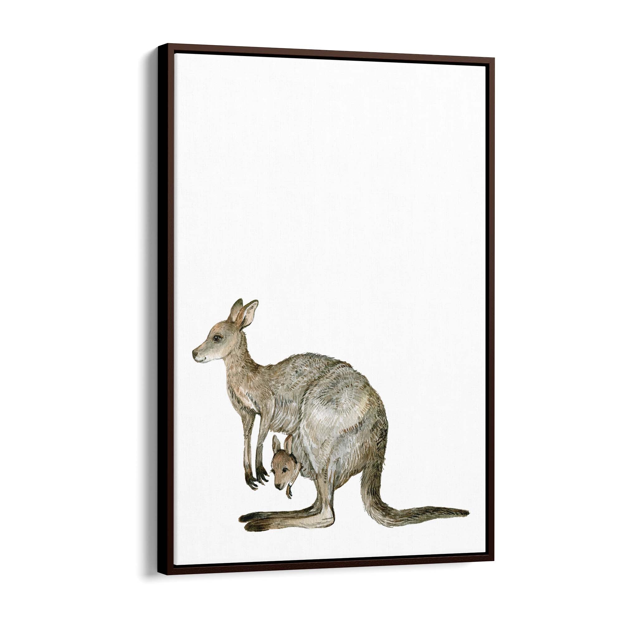 Australian Grey Kangaroo Painting Animal Nursery Art - The Affordable Art Company