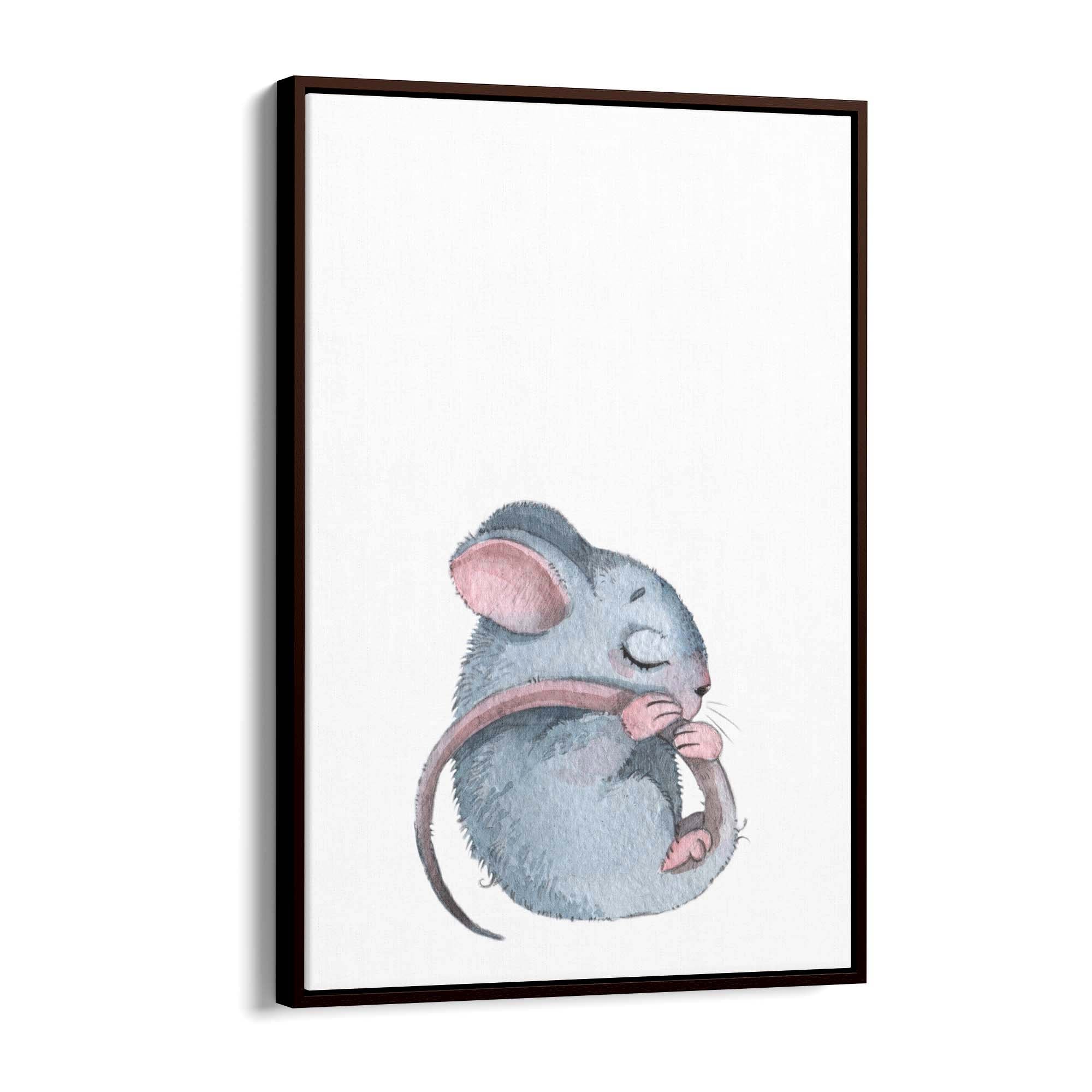 Sleeping Mouse Cartoon Animal Nursery Wall Art #1 - The Affordable Art Company