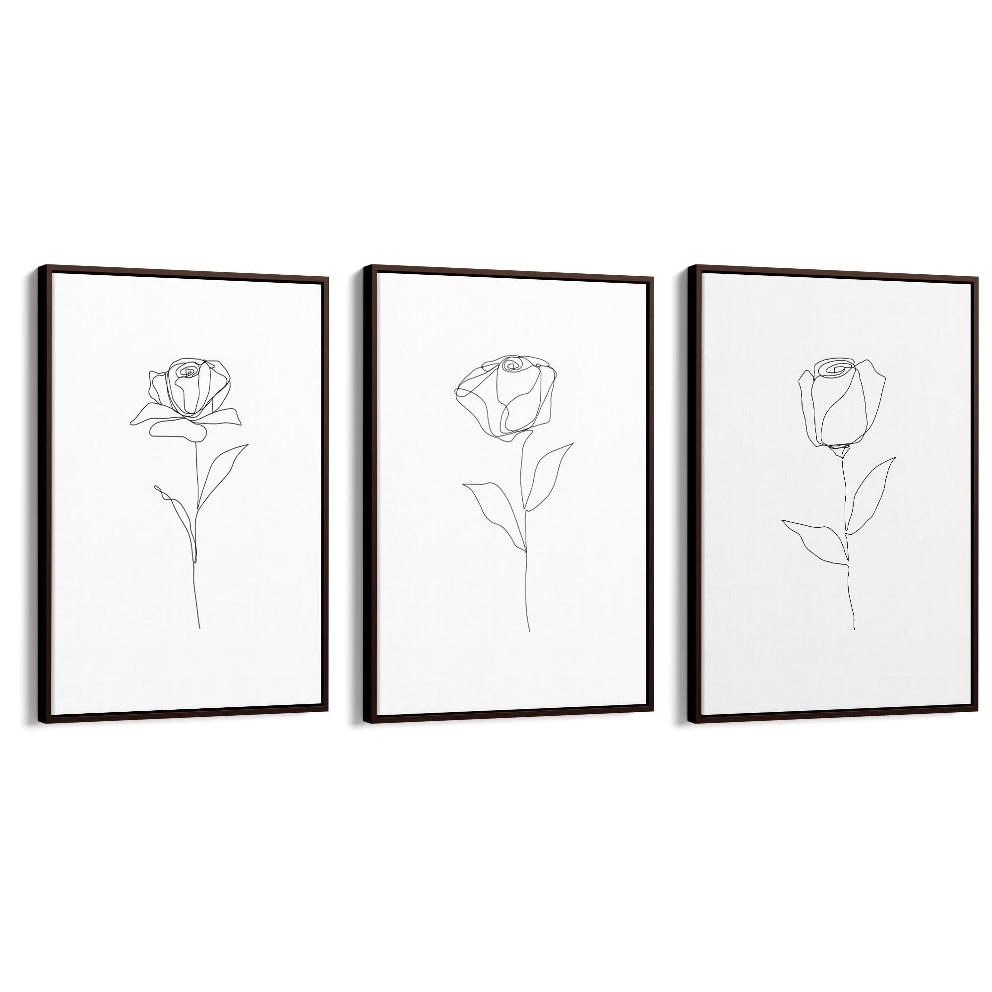 Set of Minimal Flower Line Drawings Wall Art #1 - The Affordable Art Company