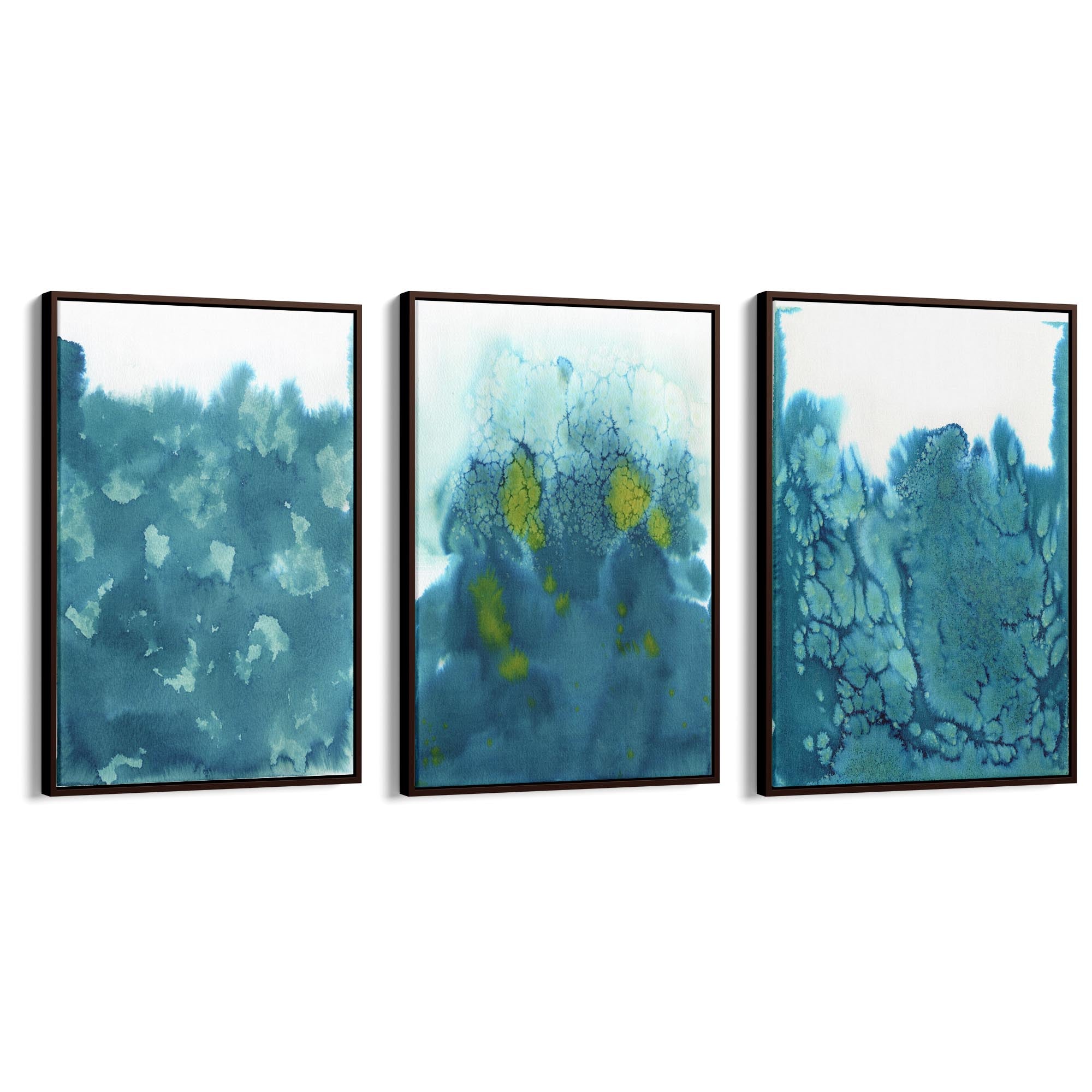 Set of Blue Ink Abstract Painting Faded Wall Art #5 - The Affordable Art Company