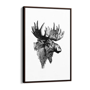 Moose Head Drawing Hunting Man Cave Wall Art #2 - The Affordable Art Company