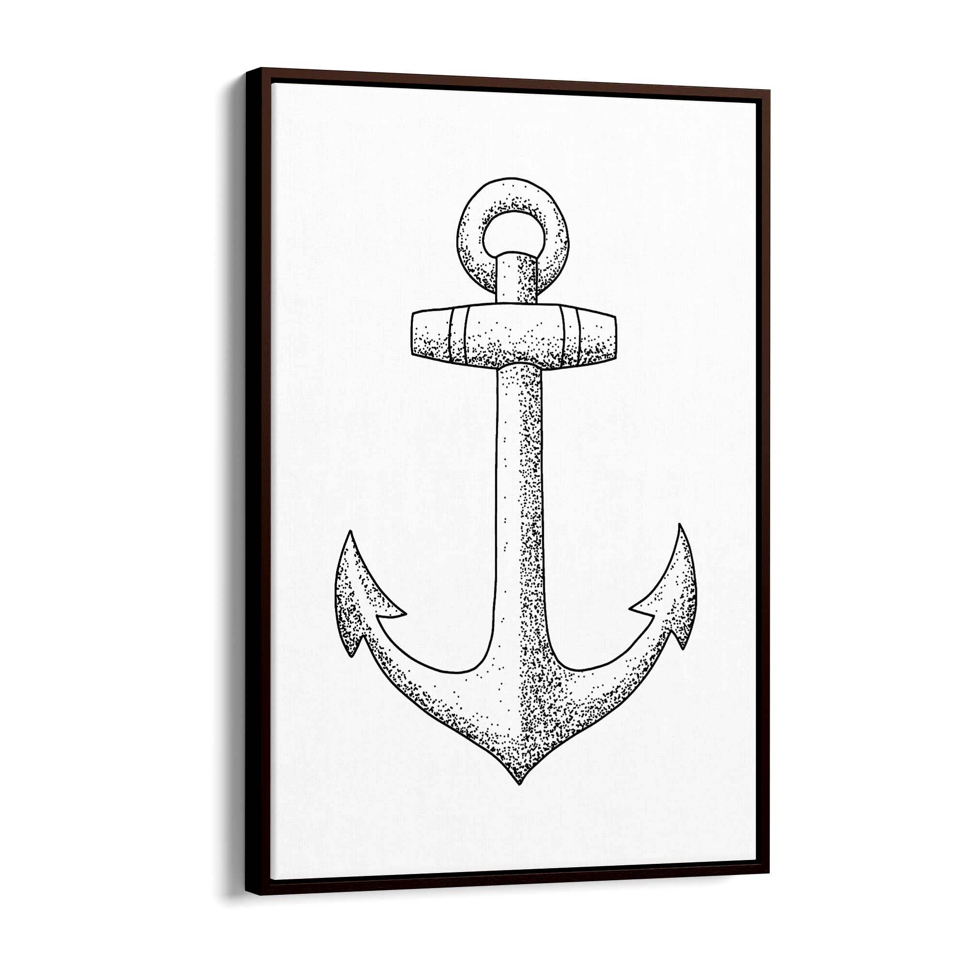 Anchor Drawing Nautical Coastal Bathroom Wall Art #2 - The Affordable Art Company