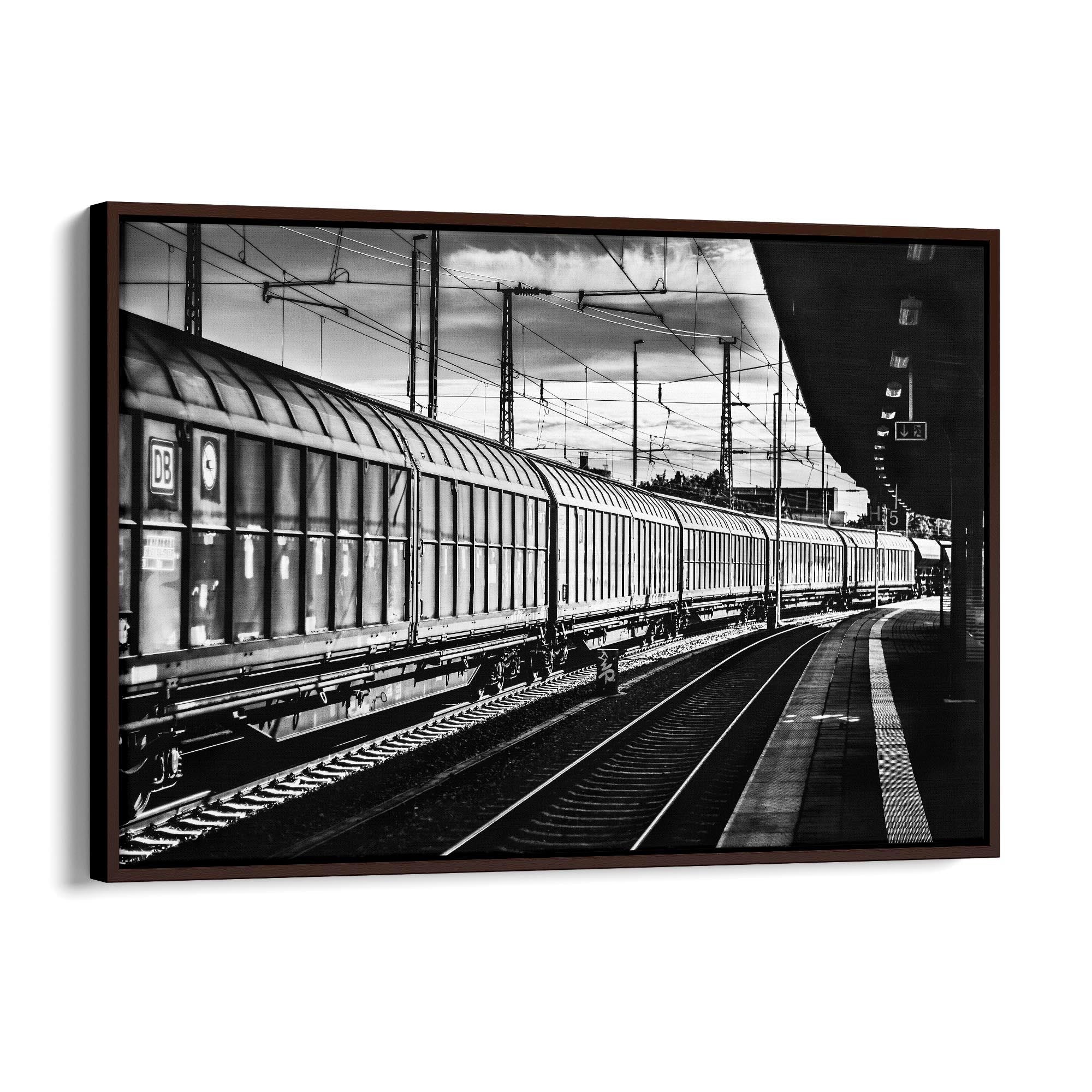 Freight Train Black and White Photograph Wall Art - The Affordable Art Company