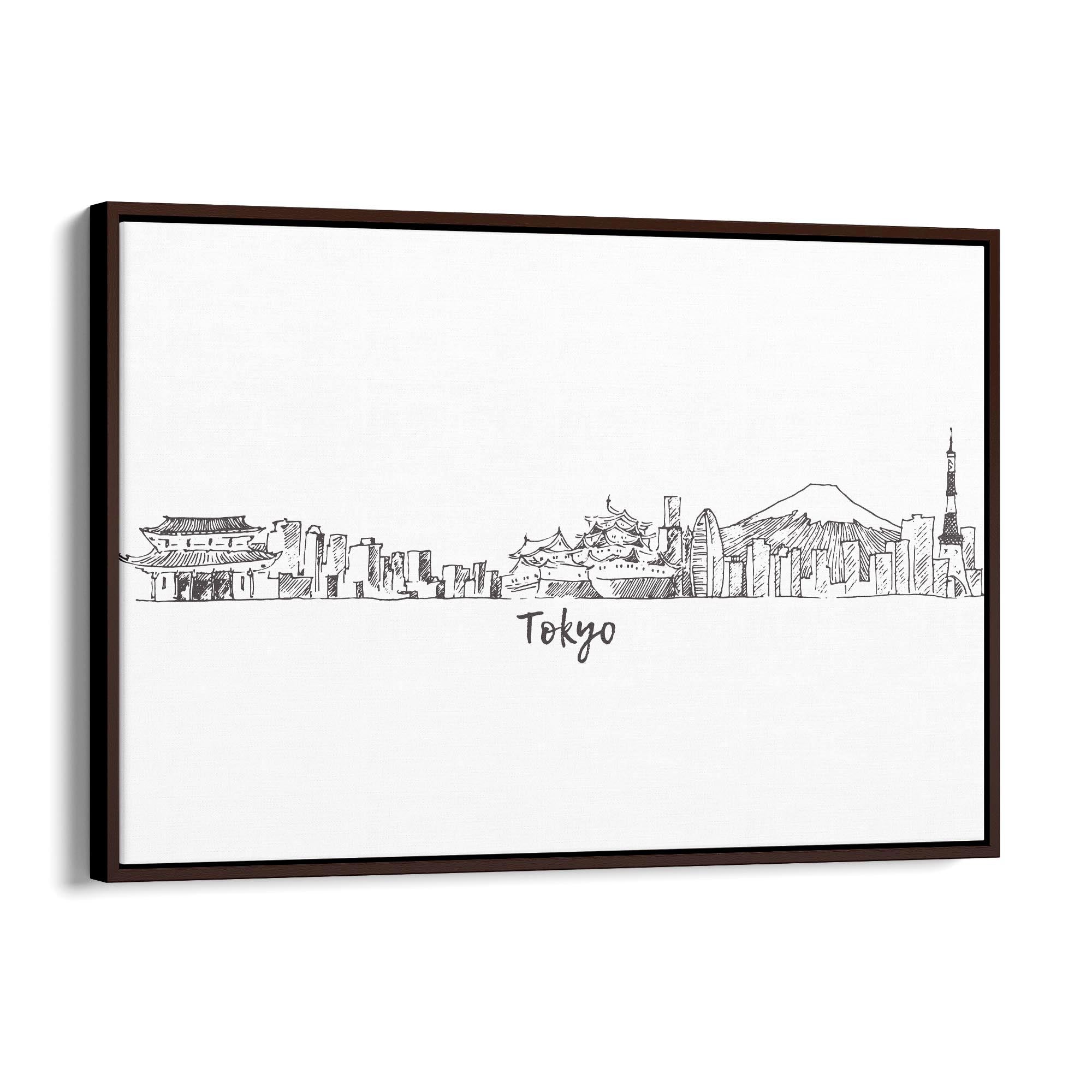 Tokyo Japan Cityscape Drawing Travel Wall Art #2 - The Affordable Art Company