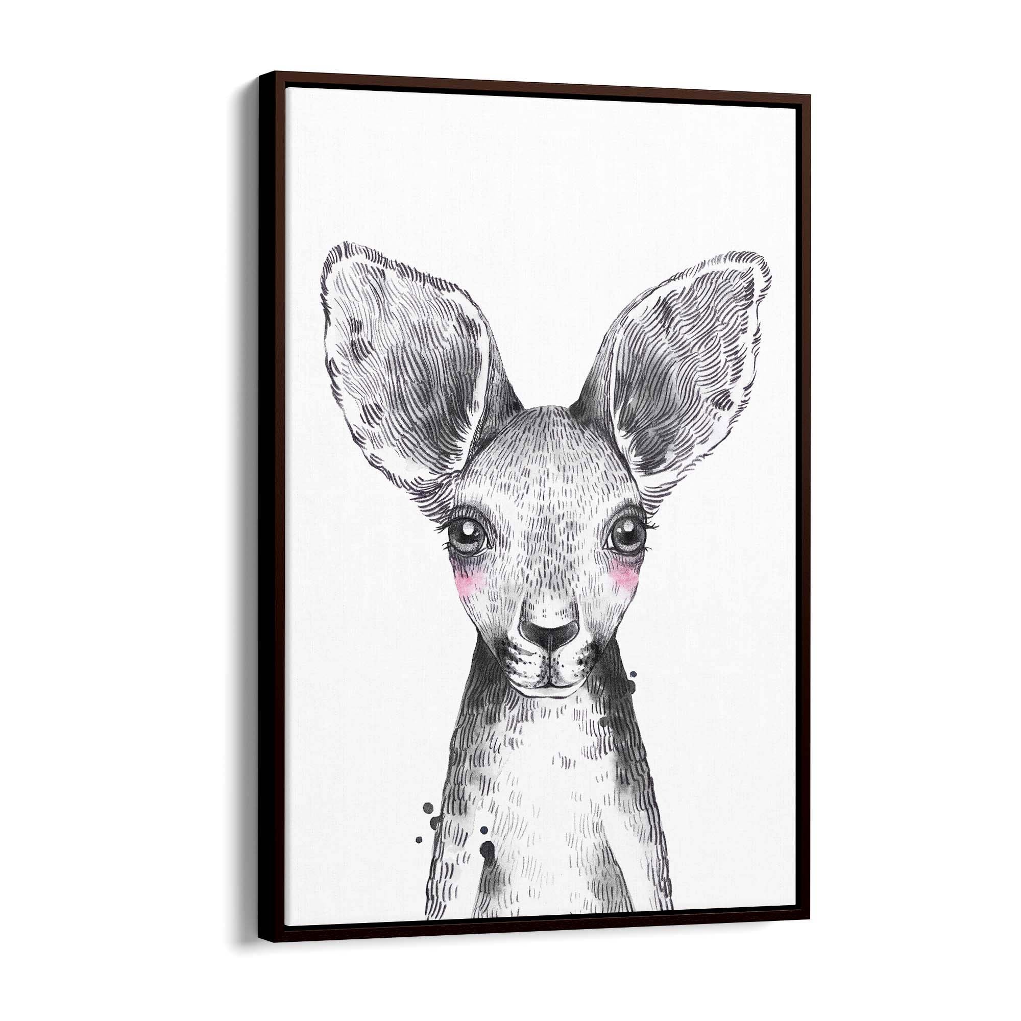 Cute Blushing Baby Kangaroo Nursery Animal Wall Art - The Affordable Art Company