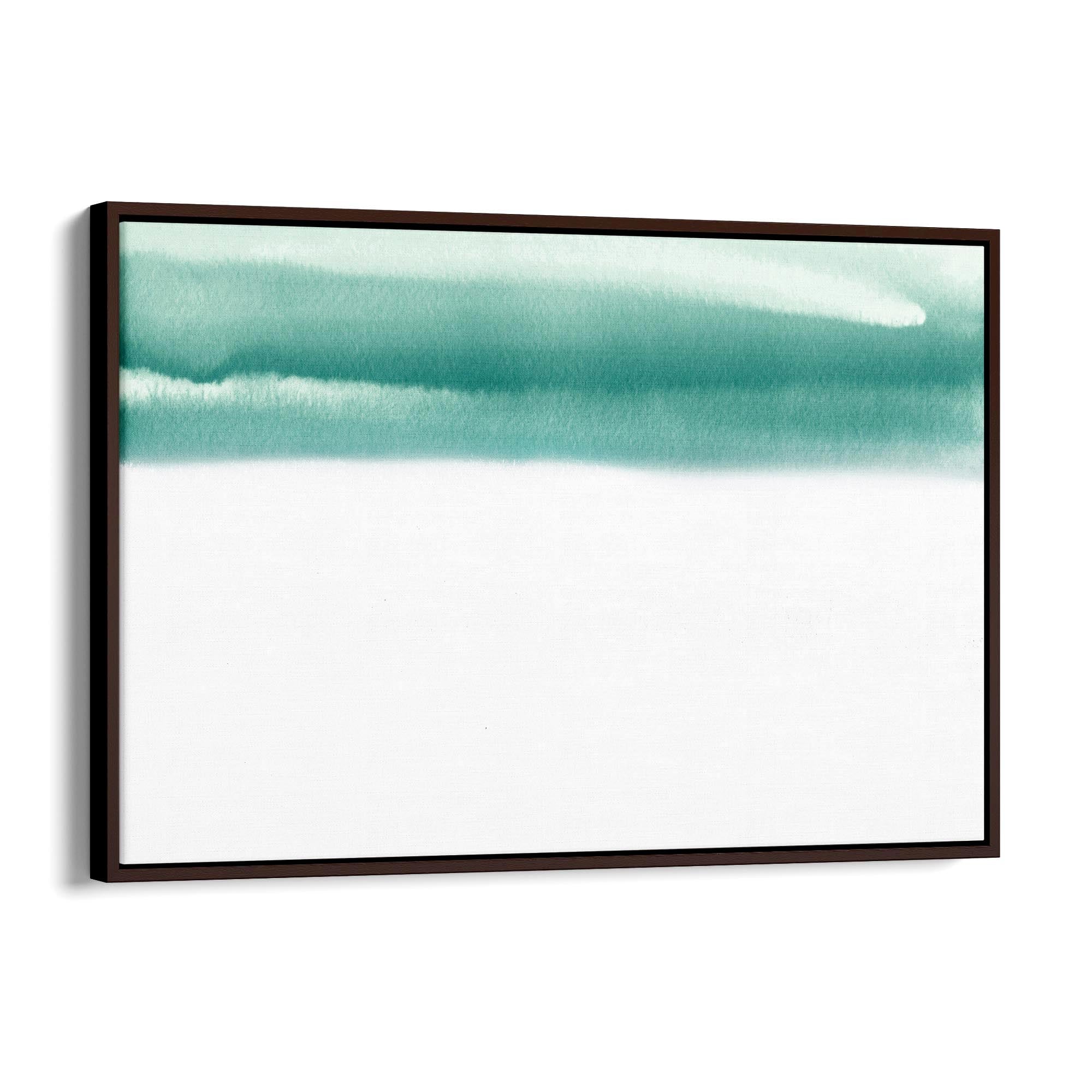 Teal Ink Minimal Ink Painting Blue Wall Art #2 - The Affordable Art Company