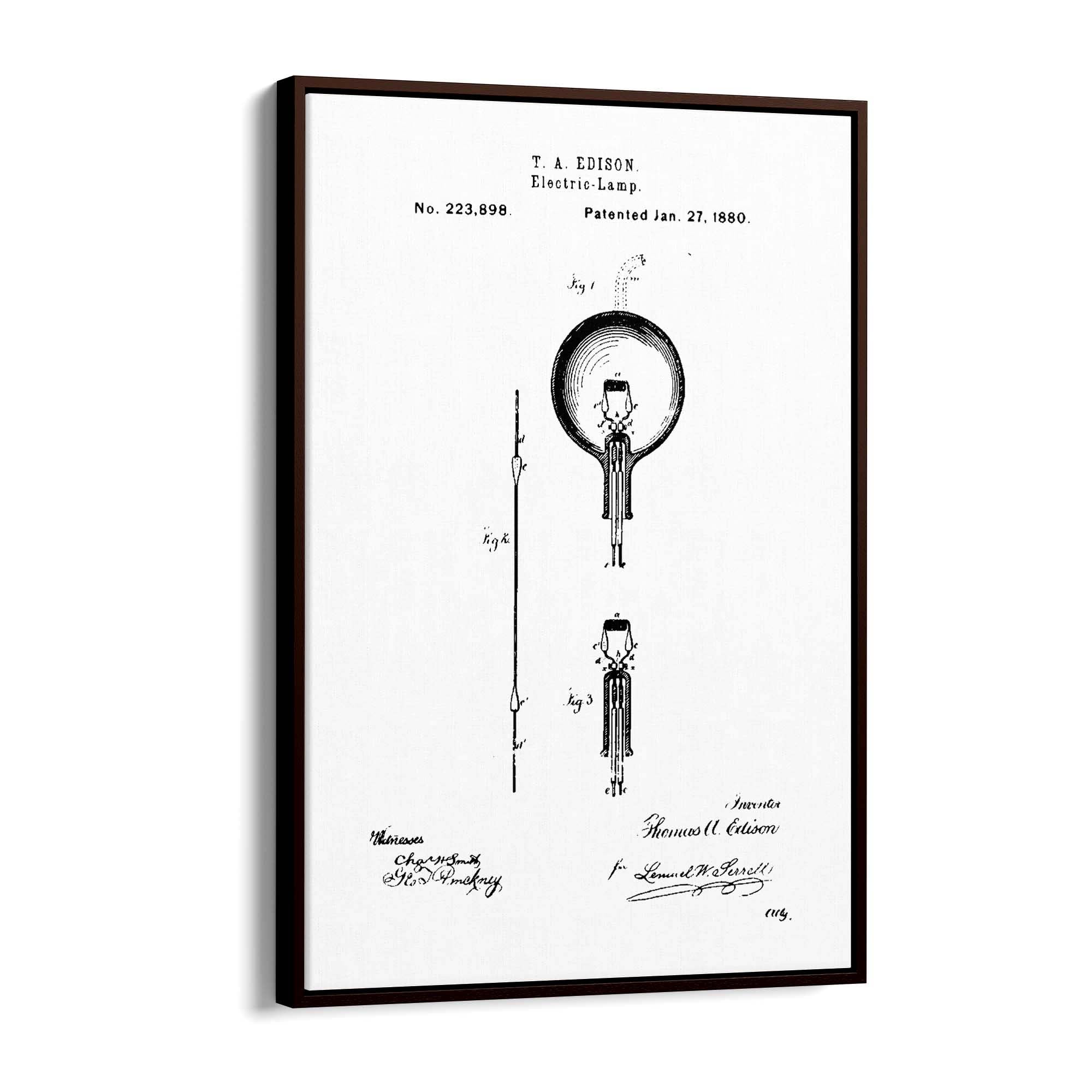 Vintage Edison Light Bulb Patent Wall Art #2 - The Affordable Art Company