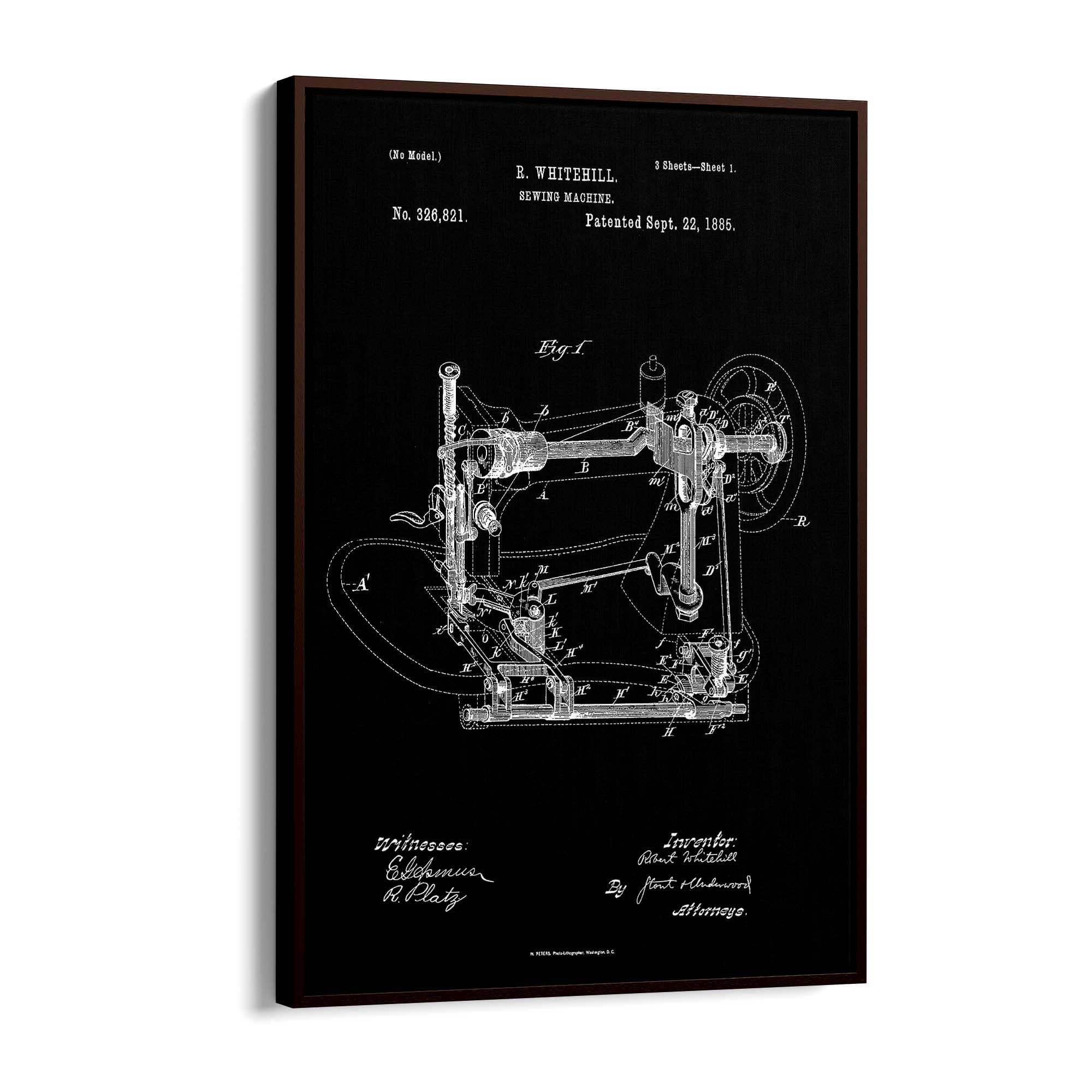 Vintage Sewing Machine Patent Wall Art #1 - The Affordable Art Company