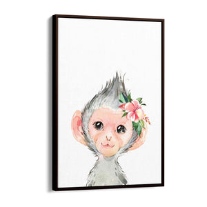 Cute Baby Monkey Nursery Animal Gift Wall Art - The Affordable Art Company