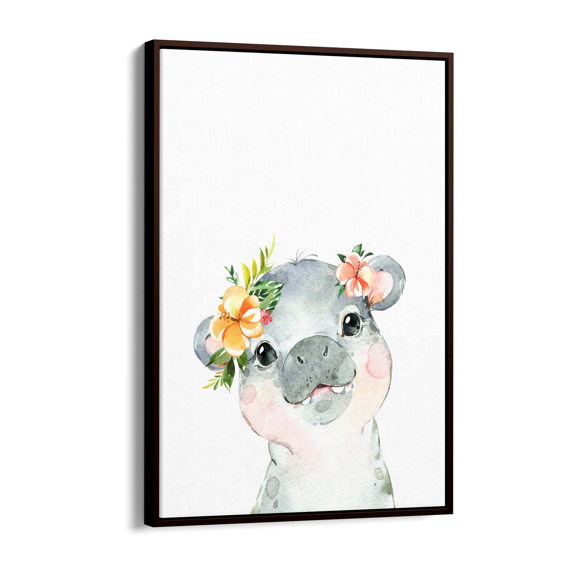 Cute Baby Hippo Nursery Animal Gift Wall Art #2 - The Affordable Art Company
