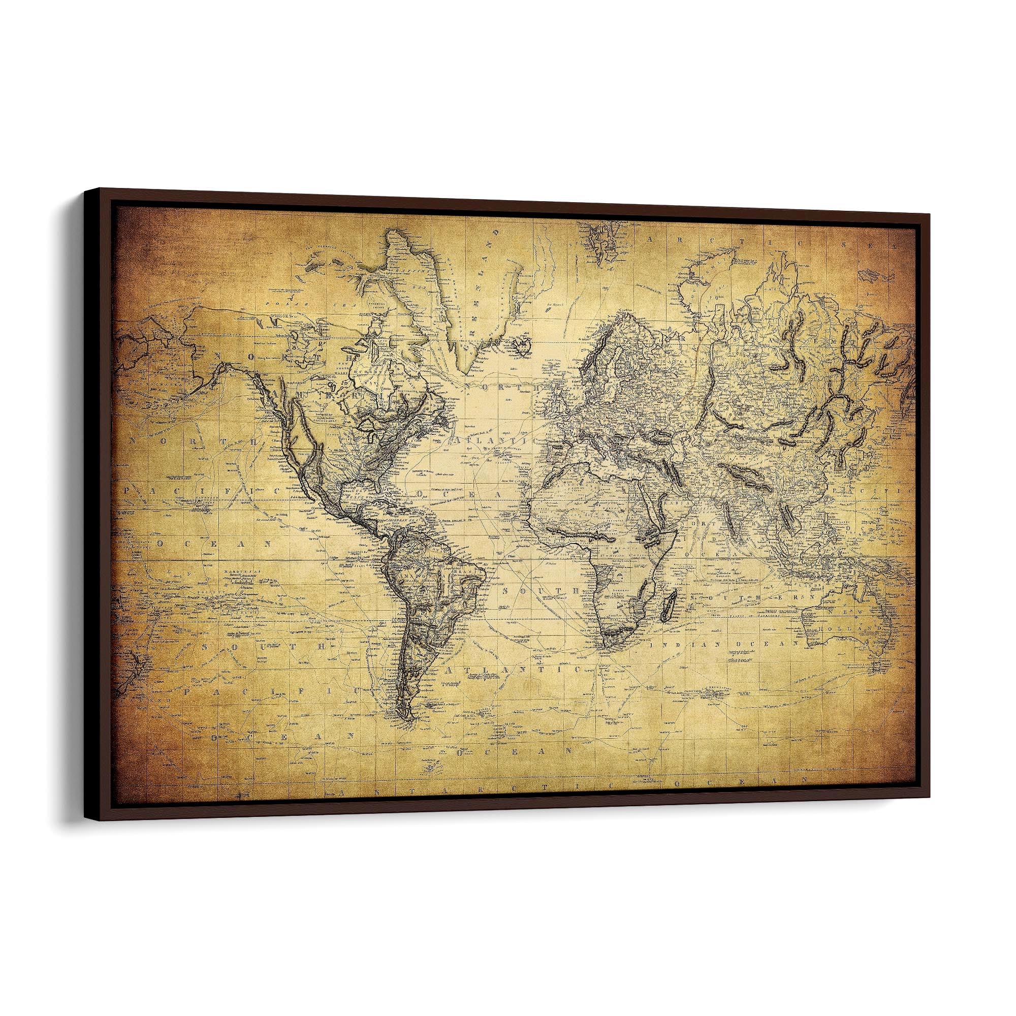 Vintage World Map Old Wall Art #2 - The Affordable Art Company