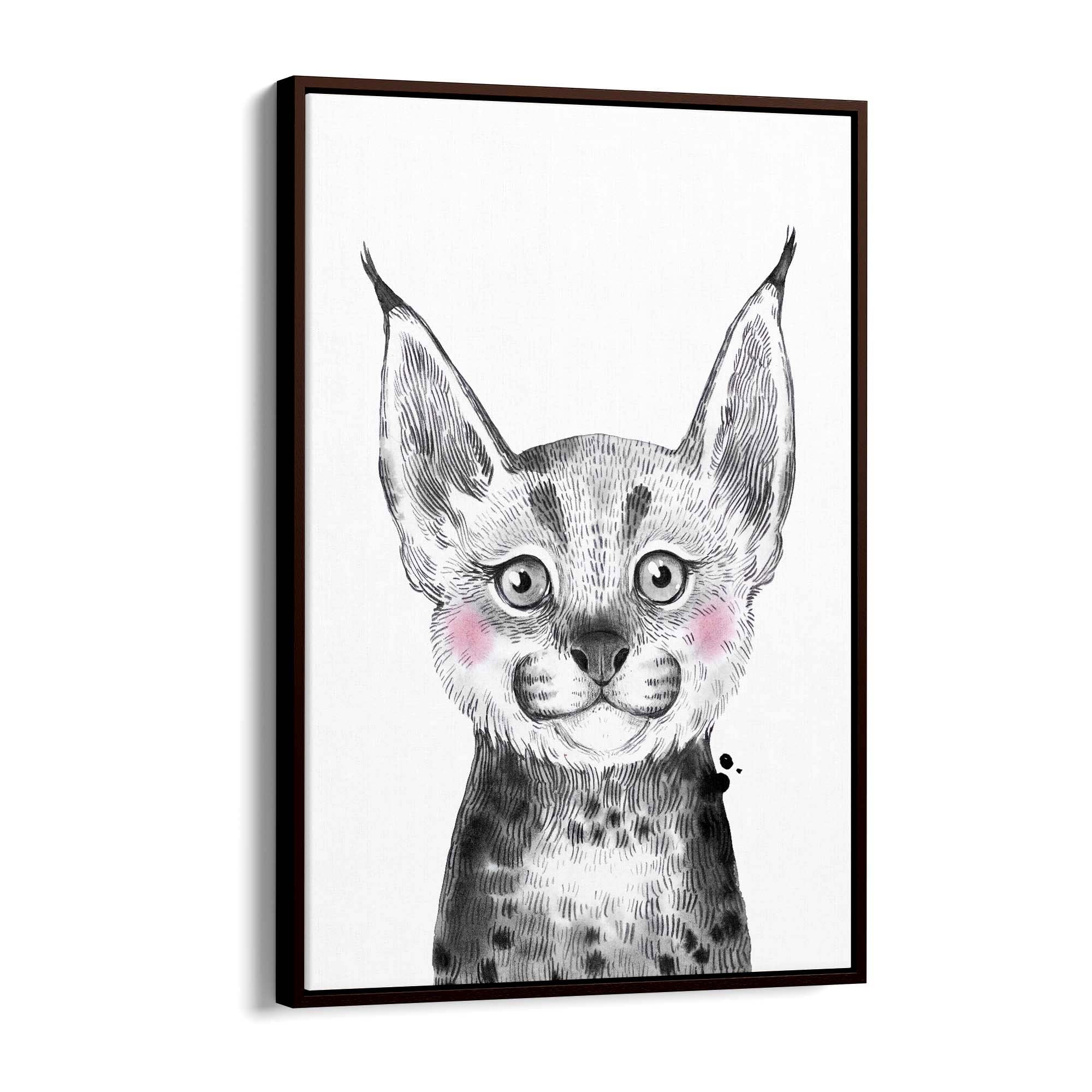 Cute Blushing Baby Bobcat Nursery Animal Wall Art - The Affordable Art Company