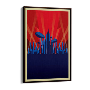 Art Deco 20s New York Vintage Retro Red Wall Art - The Affordable Art Company