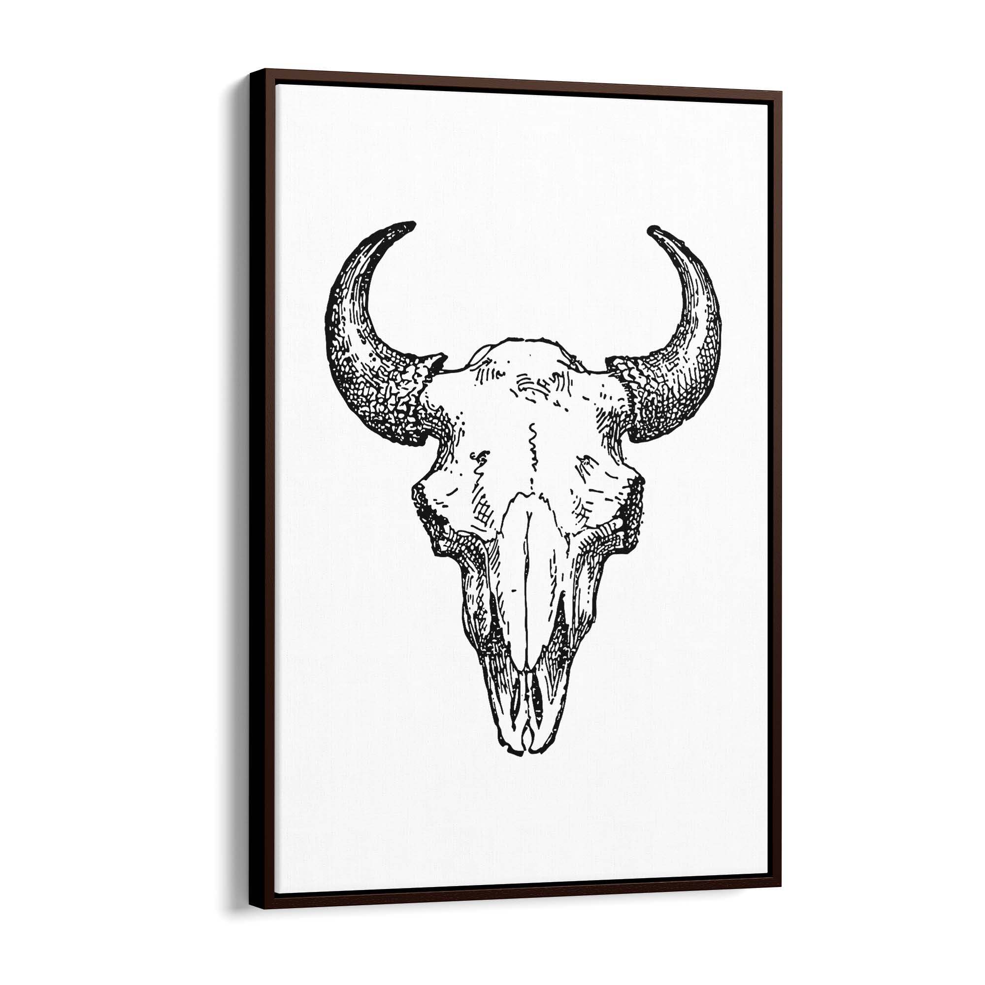 Minimal Bison Skull Man Cave Artwork Wall Art - The Affordable Art Company
