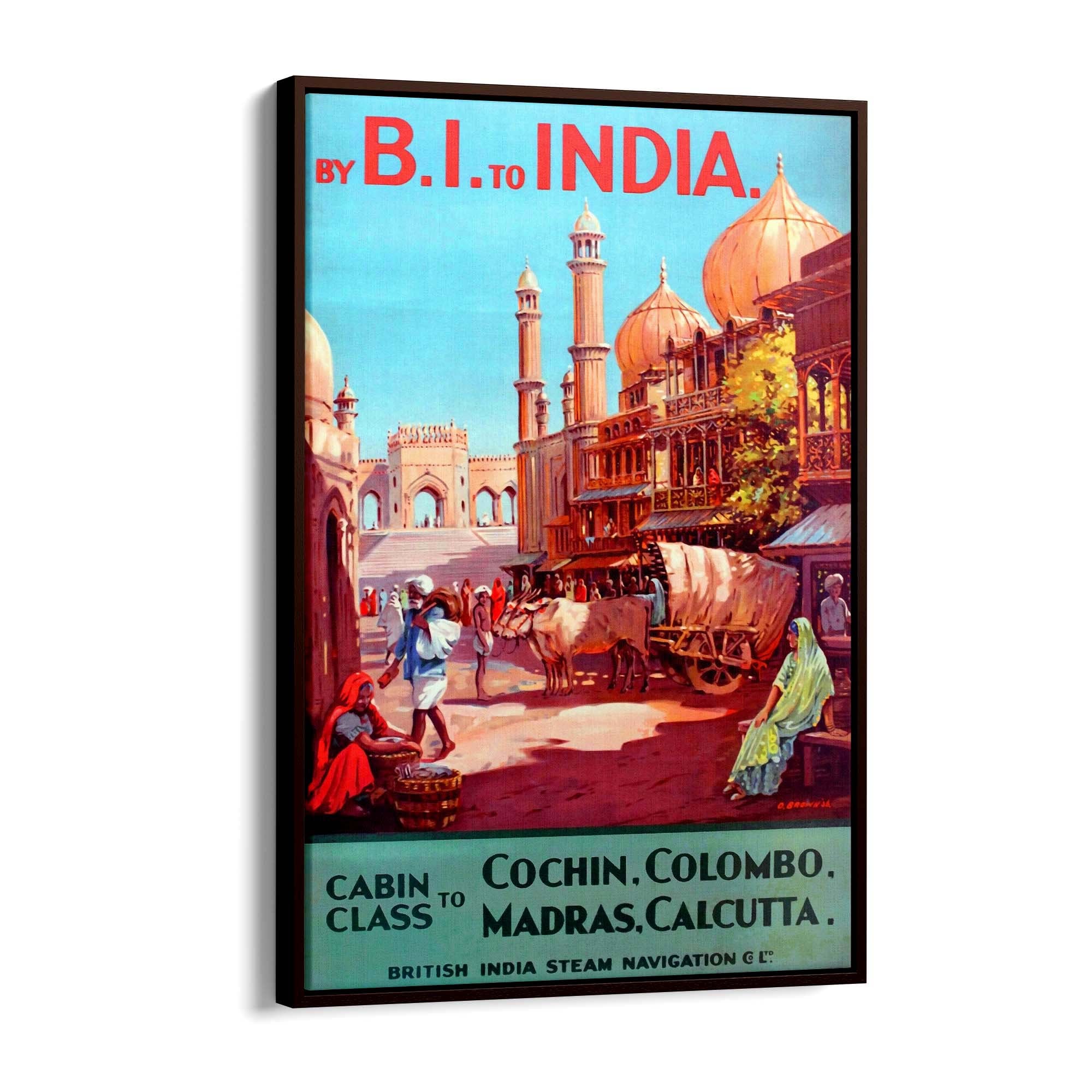 BI to India Vintage Travel Advert Wall Art - The Affordable Art Company