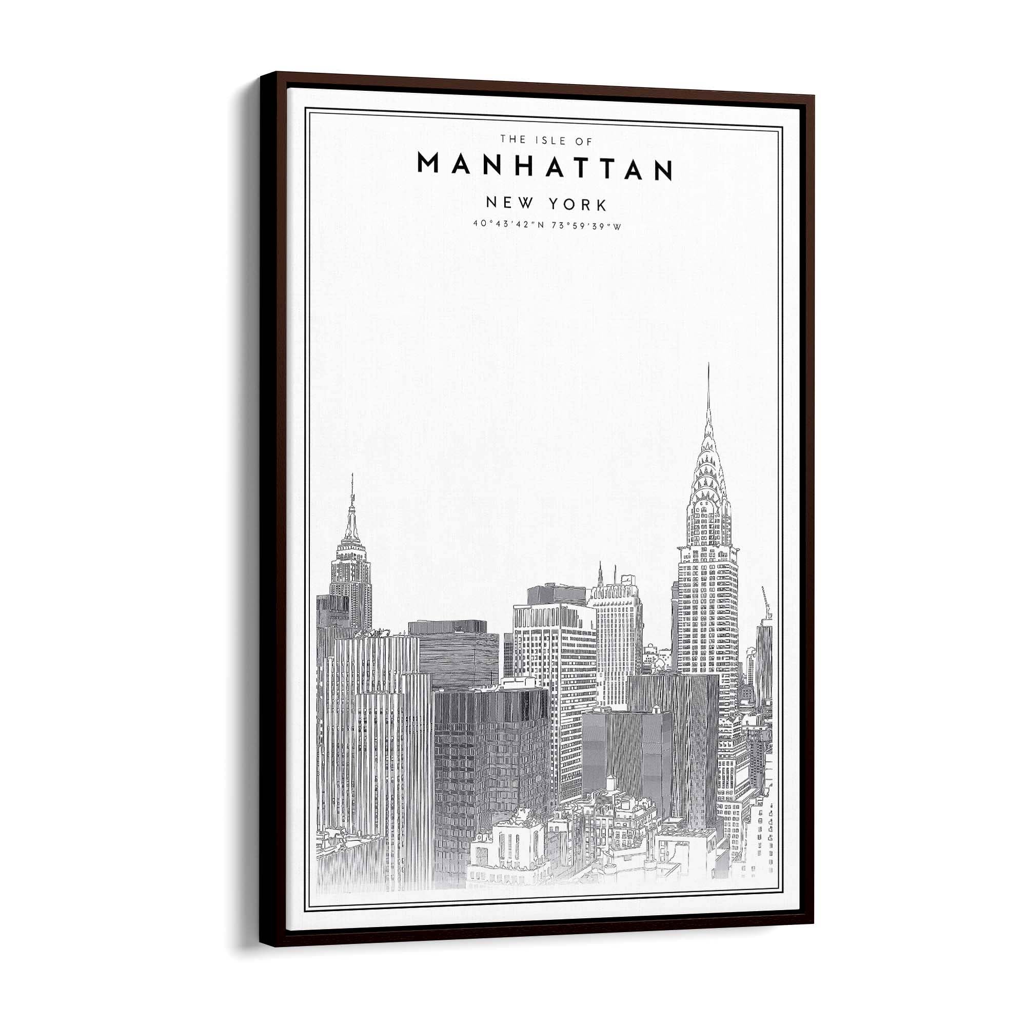 Minimal Manhattan Skyline New York Wall Art - The Affordable Art Company