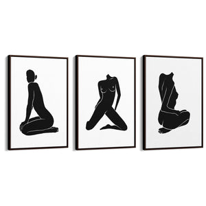 Set of Nude Body Drawing Female Minimal Wall Art #1 - The Affordable Art Company