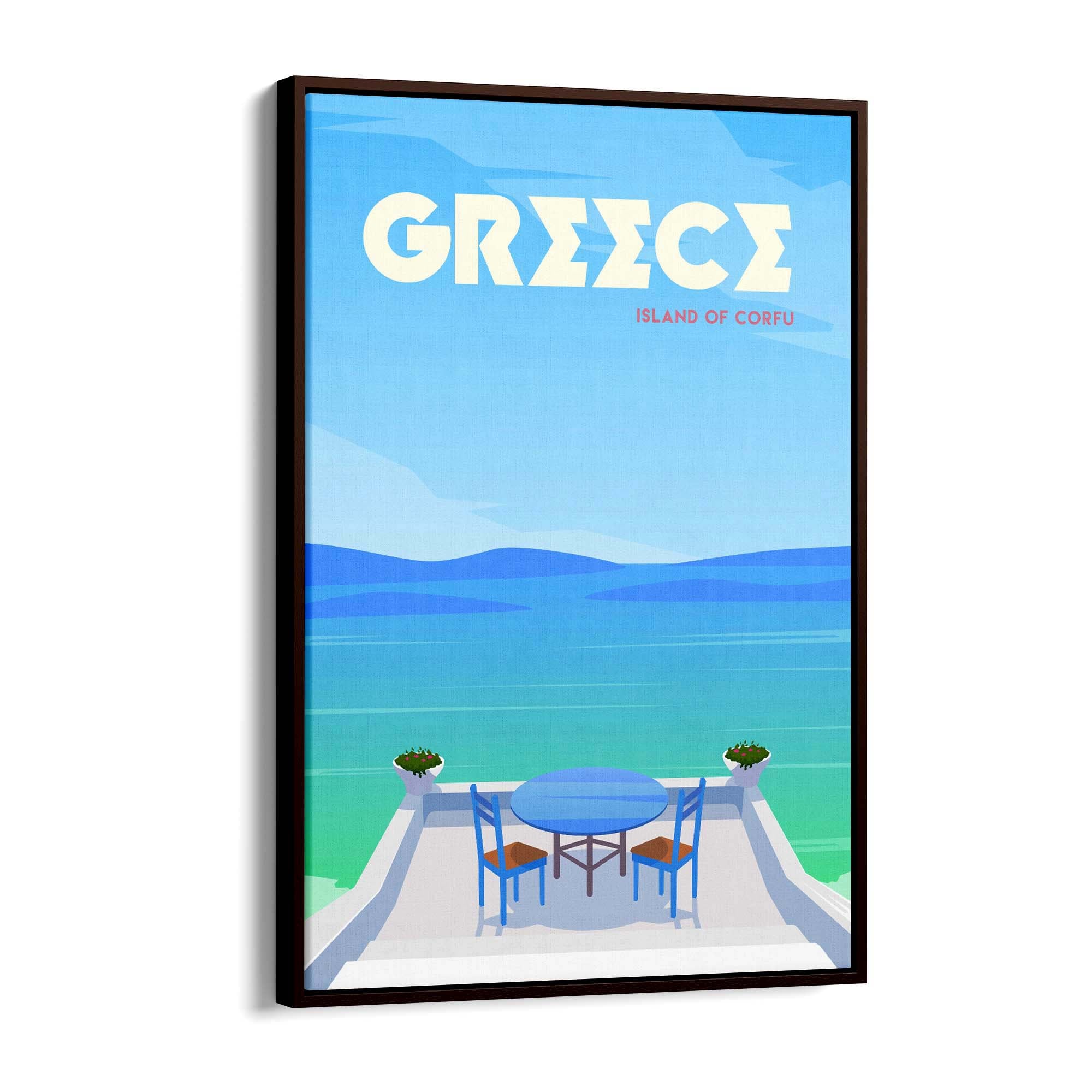 Retro Corfu Greece Travel Vintage Wall Art - The Affordable Art Company