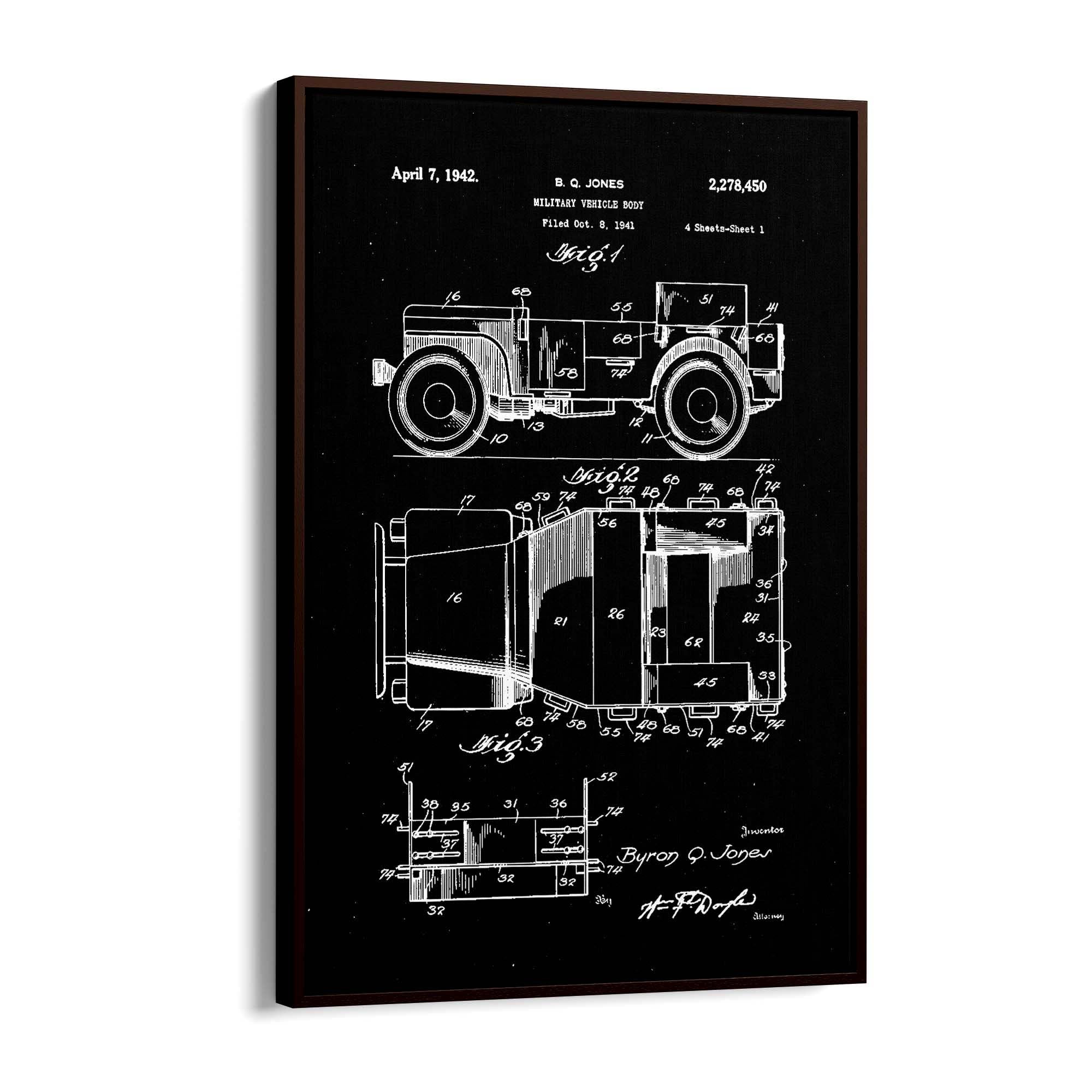 Vintage Jeep Military Patent Military Wall Art #1 - The Affordable Art Company