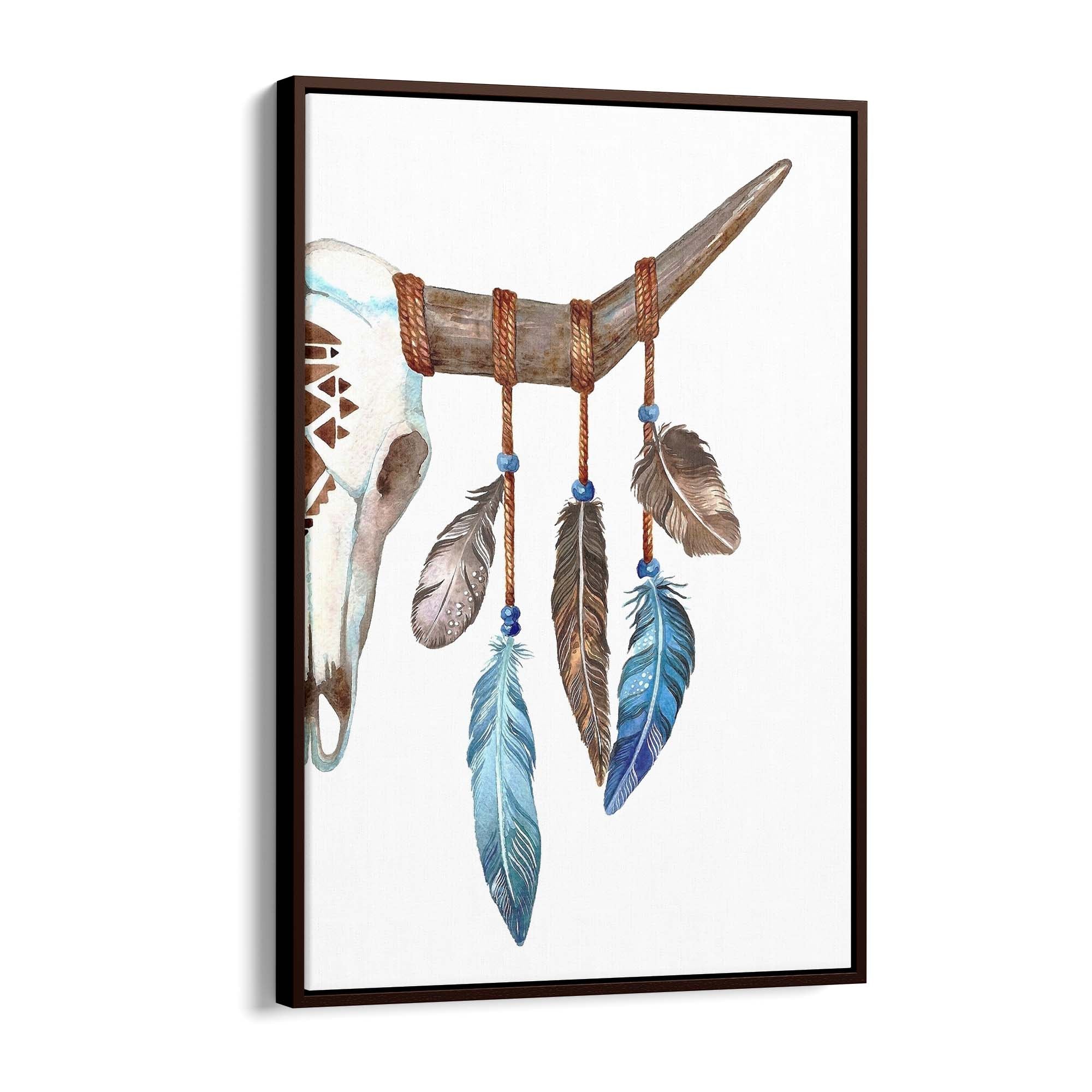 Cow Skull Painting Minimal Boho Vintage Wall Art #2 - The Affordable Art Company