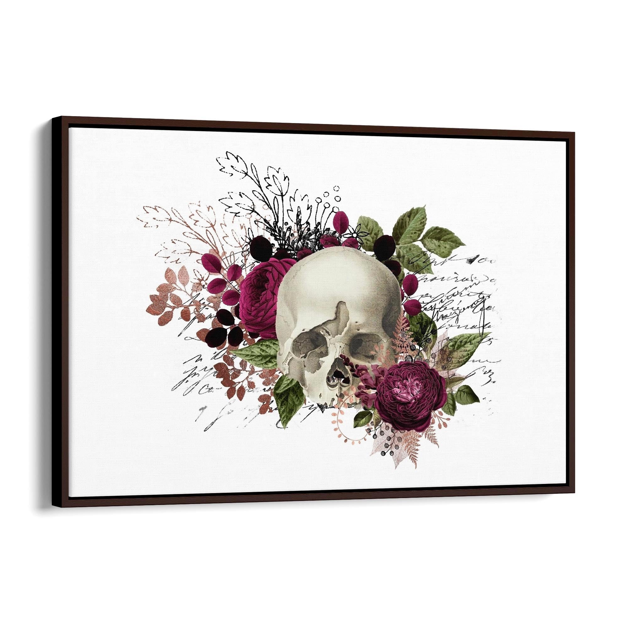 Purple Floral Skull Fashion Girls Bedroom Wall Art #1 - The Affordable Art Company