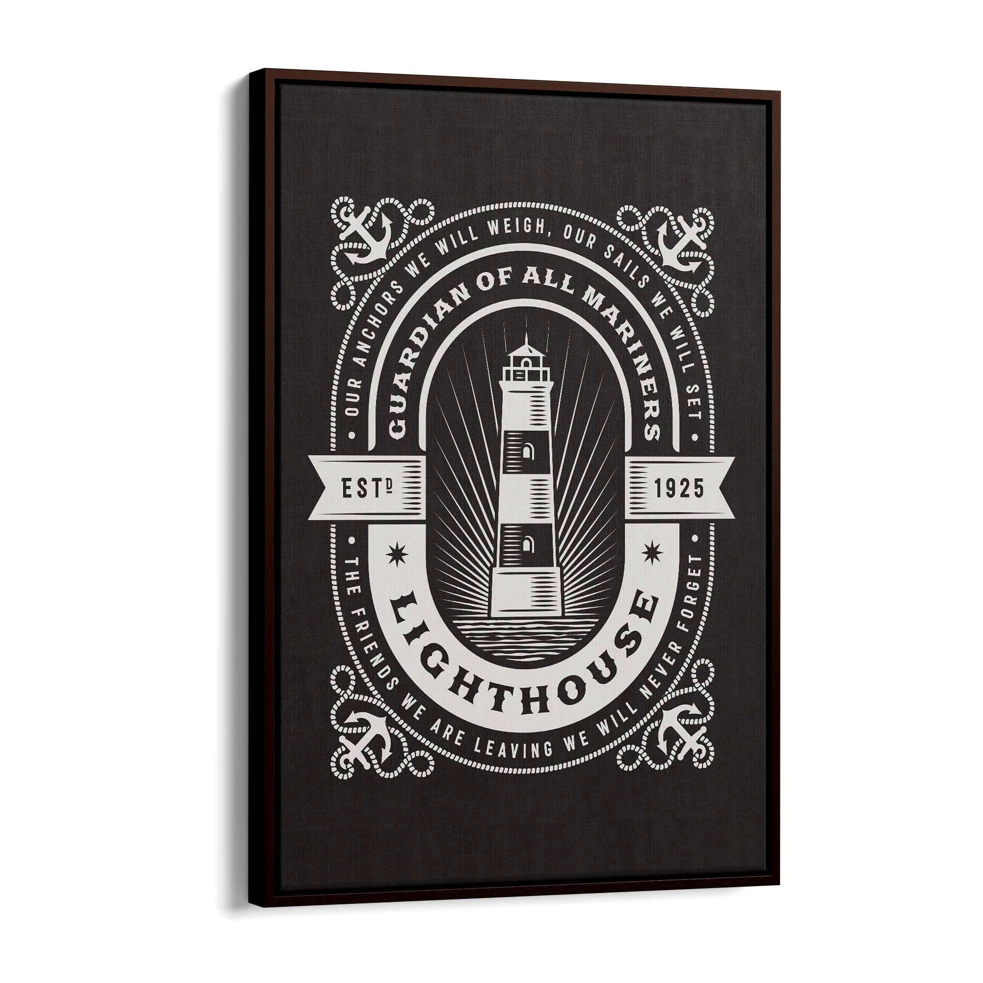 Vintage Lighthouse Sign Coastal Nautical Wall Art - The Affordable Art Company