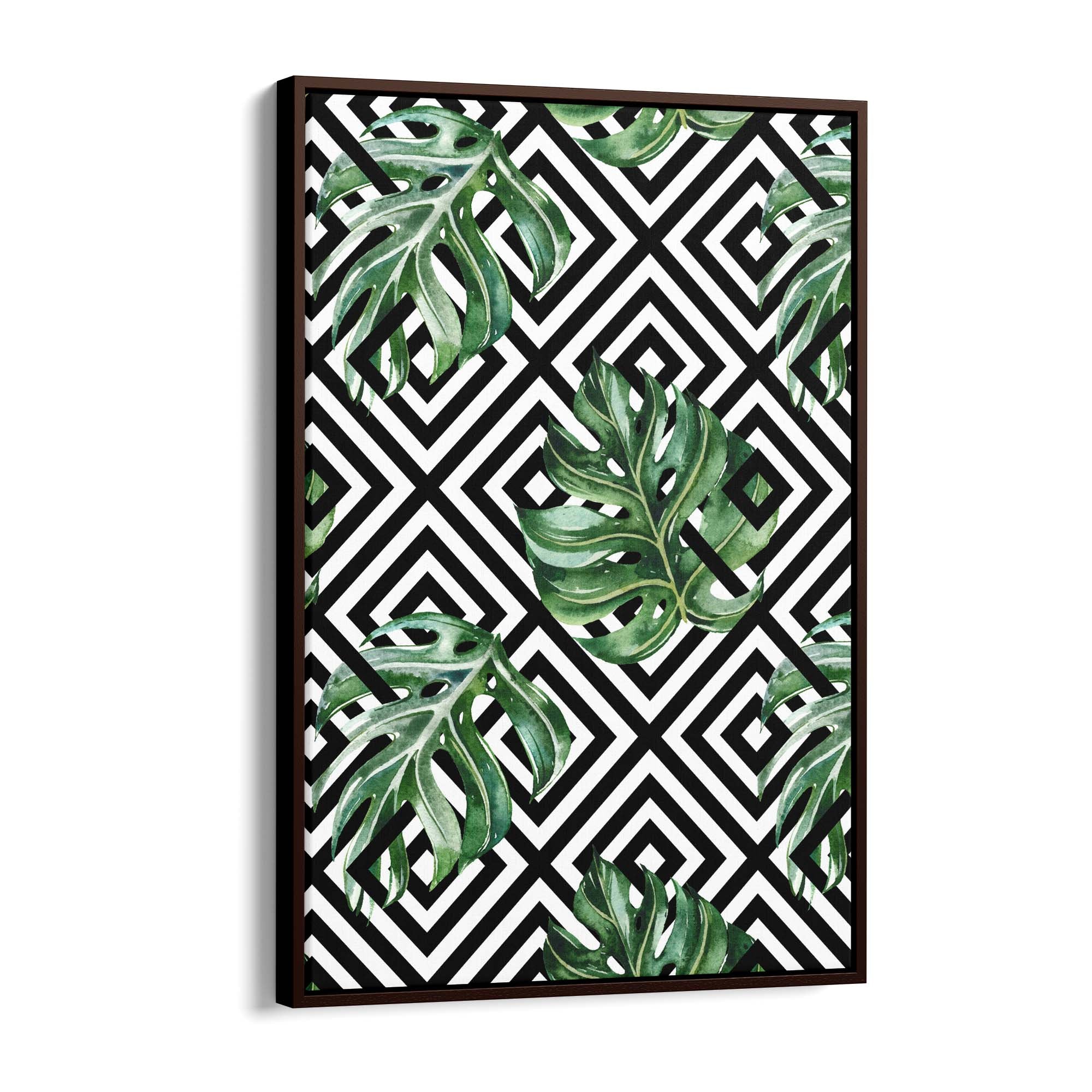 Green Leaves Geometric Nature Wall Art #4 - The Affordable Art Company