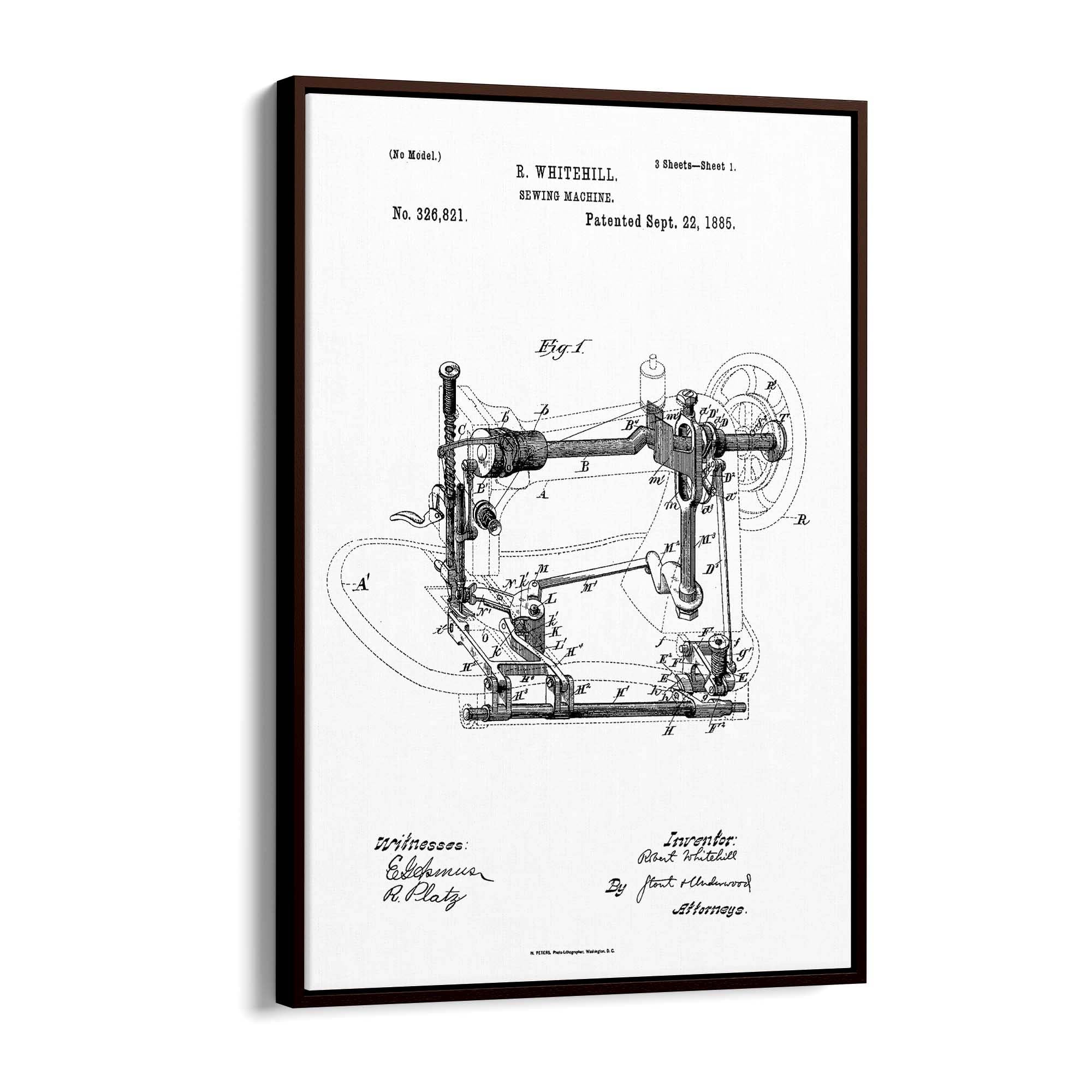 Vintage Sewing Machine Patent Wall Art #2 - The Affordable Art Company