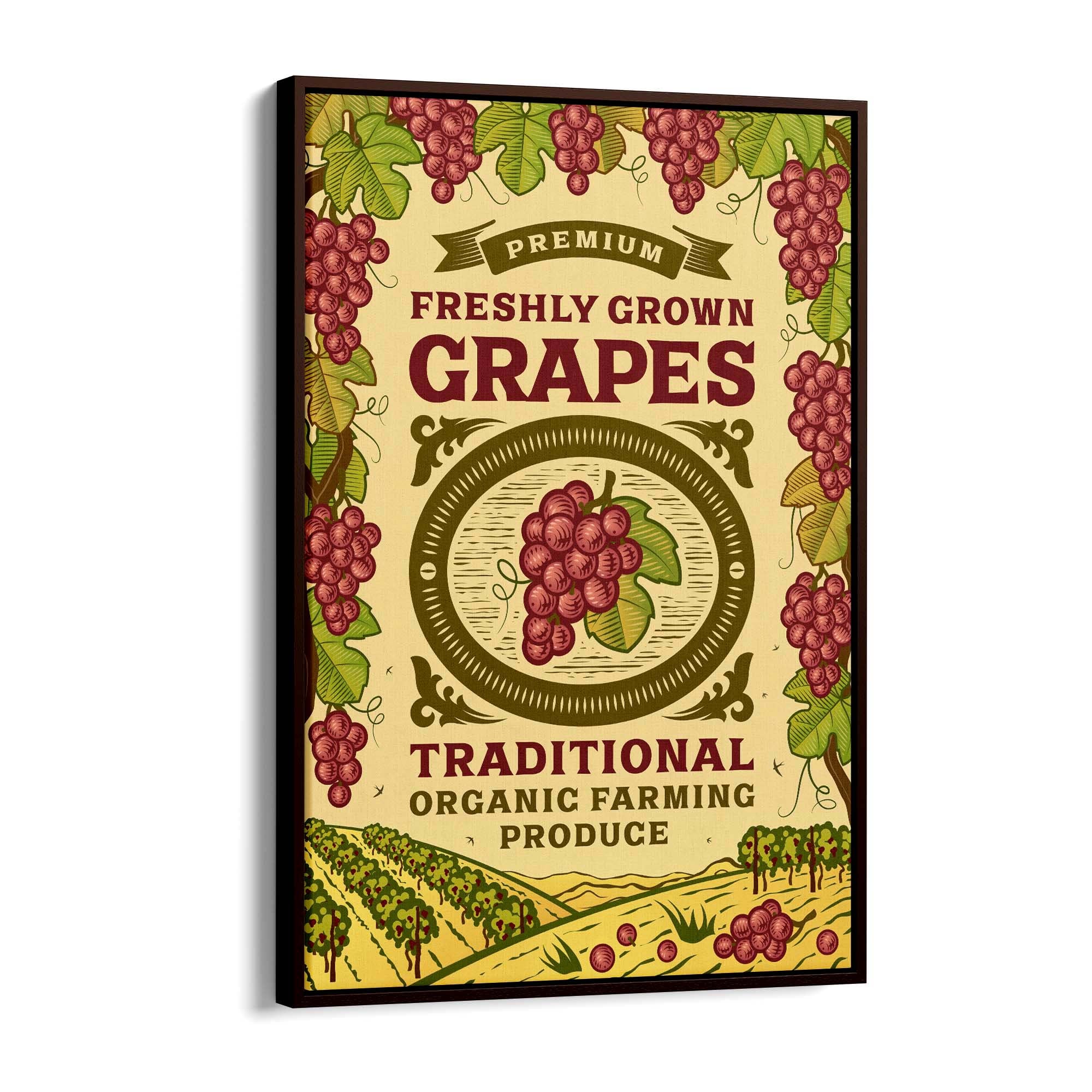 Vintage Farmhouse Advert Grapes Fruit Wall Art - The Affordable Art Company