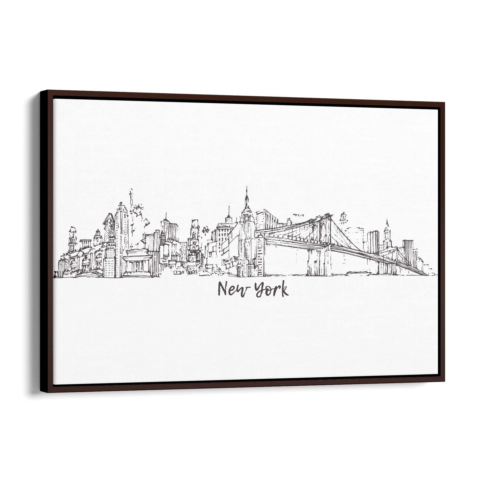 New York Cityscape Drawing Minimal Wall Art - The Affordable Art Company